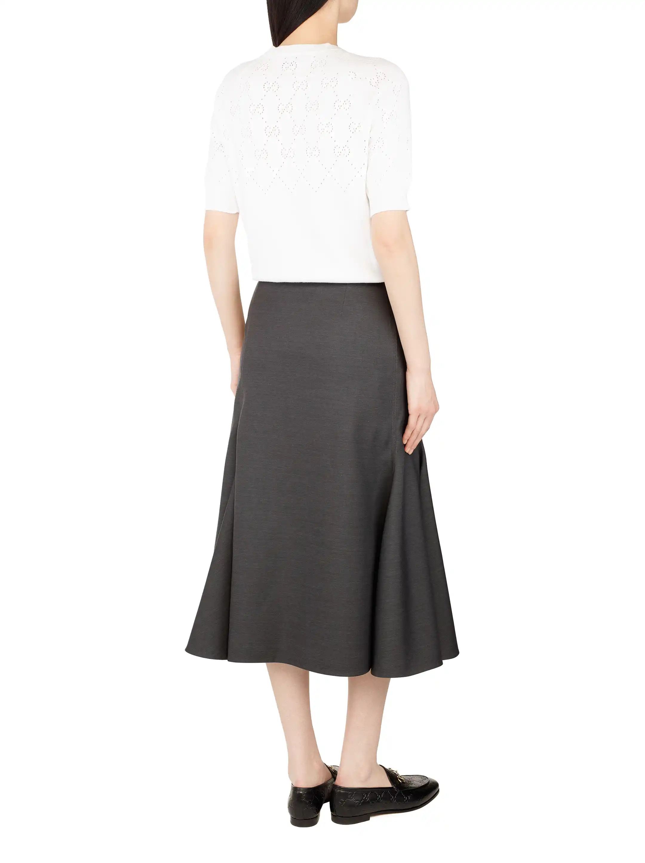 Gucci o1B3y1r0426 Wool Midi Skirt in Gray Size 32" / US 10 / IT 46 - 3 Thumbnail