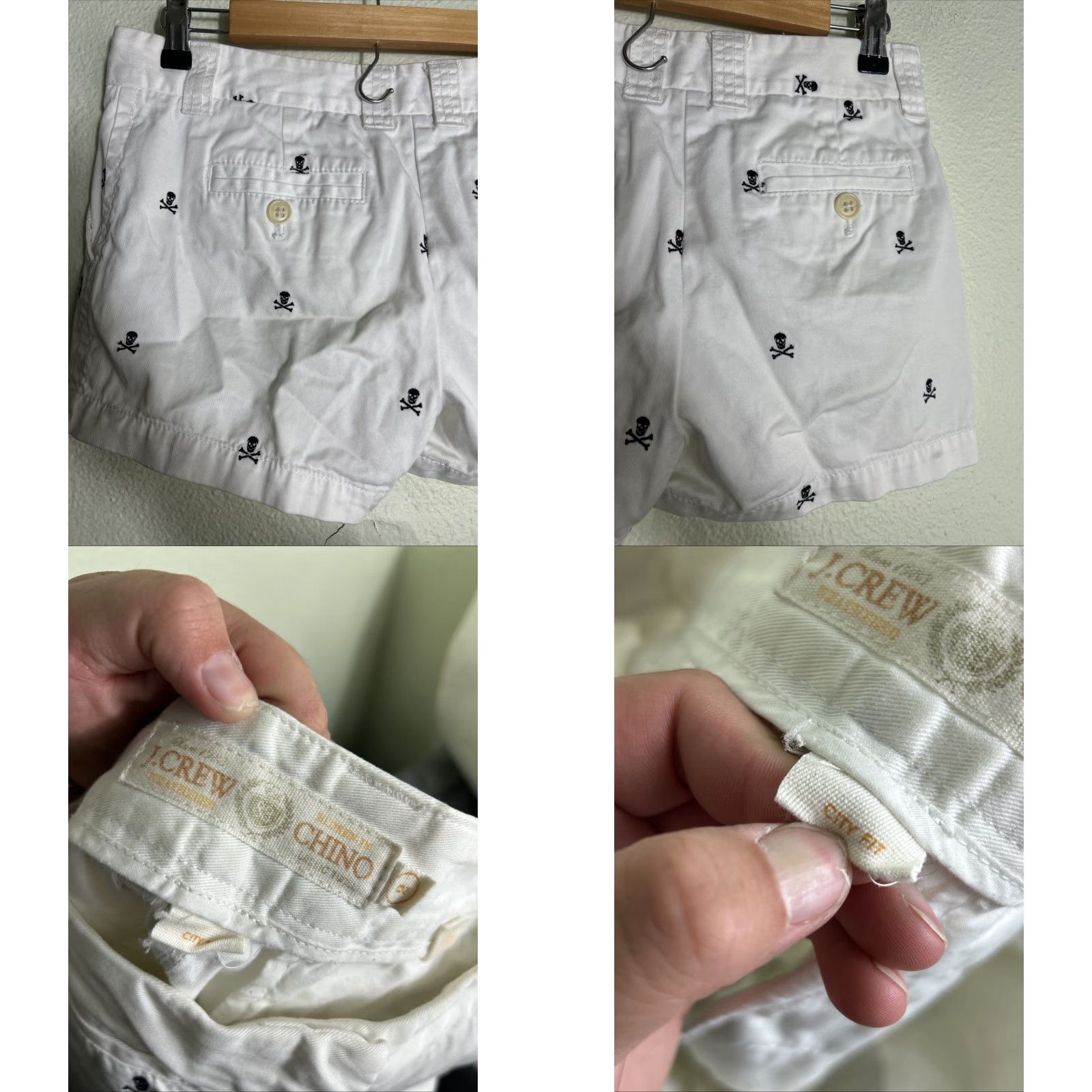 J.Crew J.CREW Shorts Womens Size 2 City Fit Chino White & Black Skull Crossbones 100% Cotton Mens Womens Size 26" / US 2 / IT 38 - 8 Thumbnail