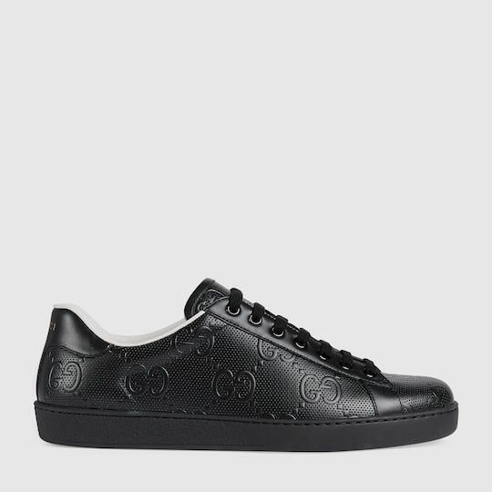 Gucci Ace GG Embossed Leather Sneakers SIZE 12