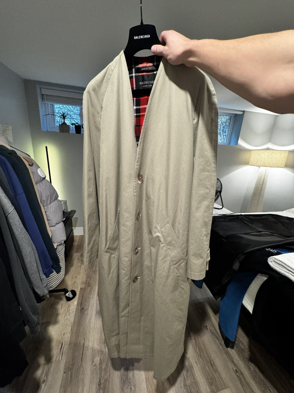 Balenciaga NWT Balenciaga FW20 Garde-Robe Plaid-Lined Trench Coat F38 Size S / US 4 / IT 40 - 4 Thumbnail