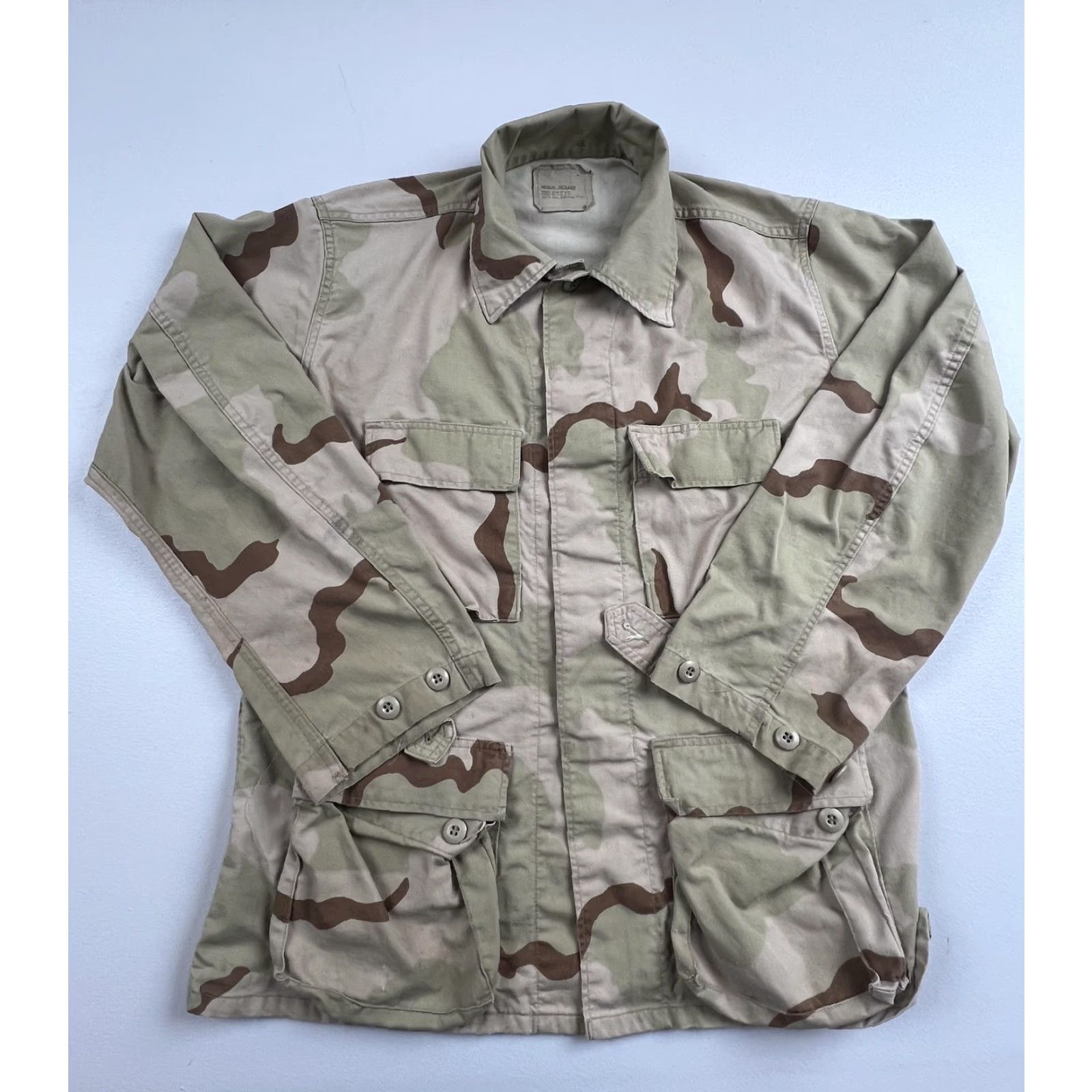 Vintage VINTAGE Military Jacket Mens M Beige Camouflage Desert BDU Field Button Pockets Size US M / EU 48-50 / 2 - 2 Thumbnail