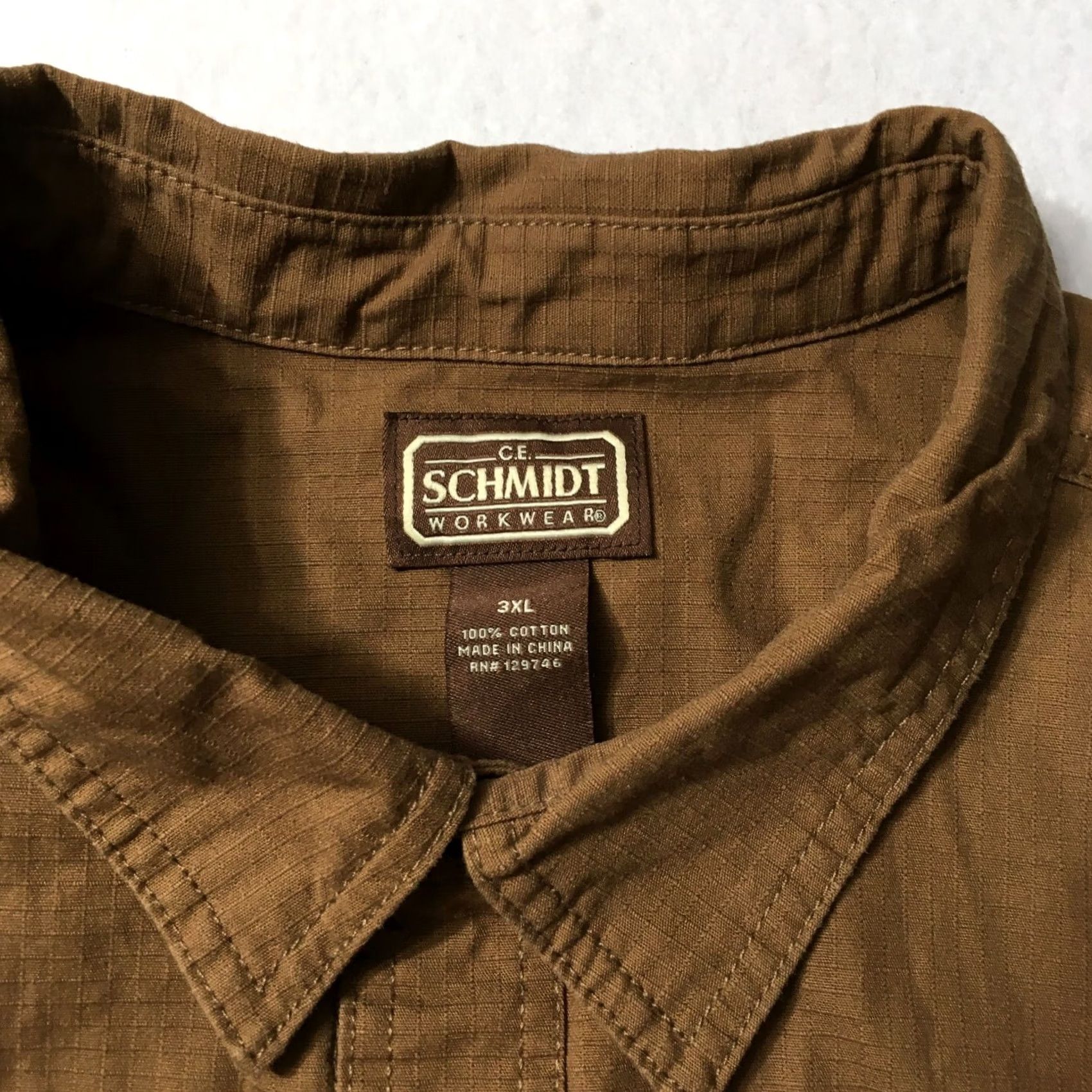 Vintage C.E. Schmidt Shirt Adult 2XL Brown Workwear Outdoor Construction Men Size US XXL / EU 58 / 5 - 2 Thumbnail