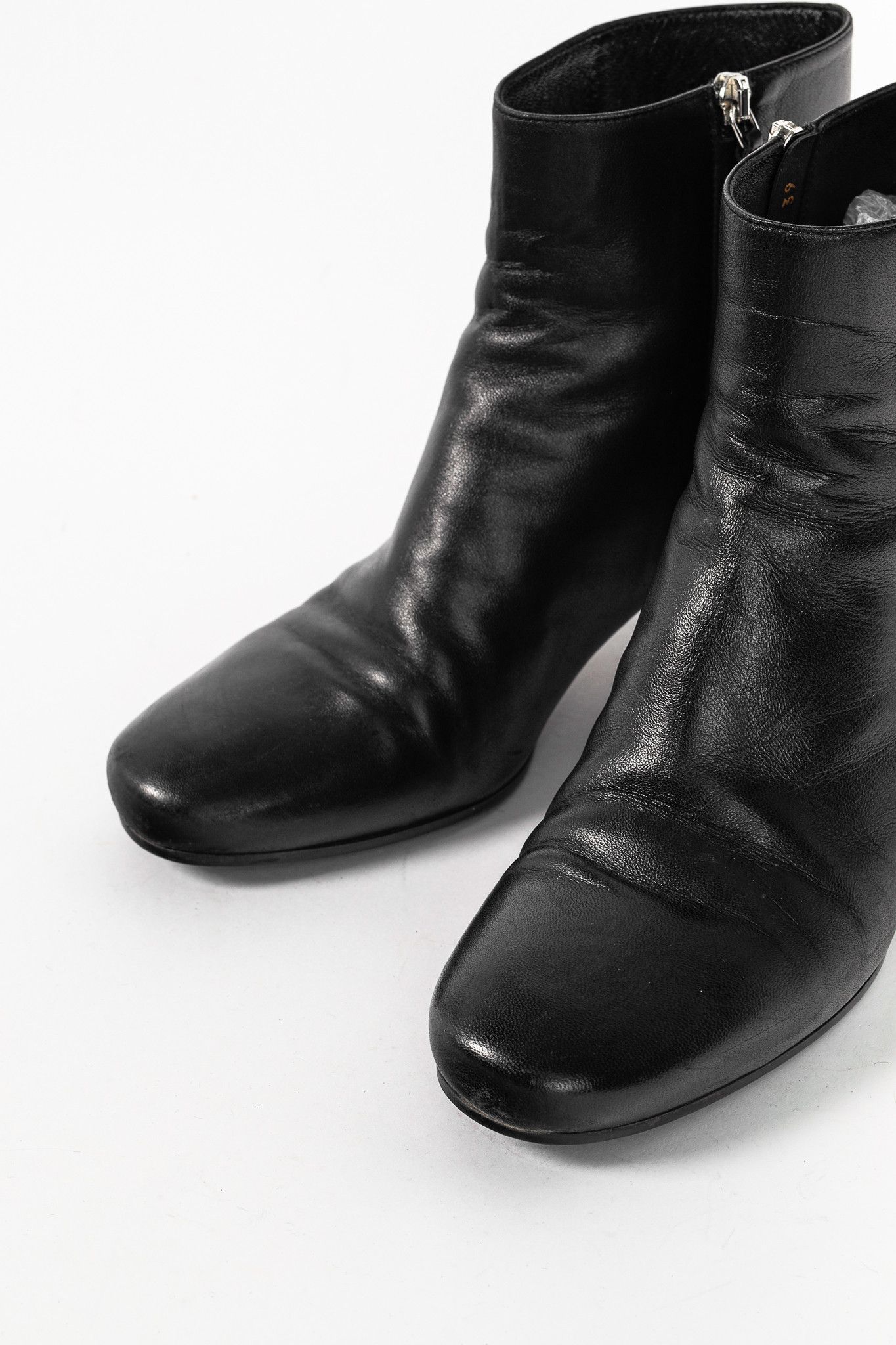 Prada Prada Black Leather Block-Heel Ankle Boots Size US 8.5 / IT 38.5 - 6 Thumbnail