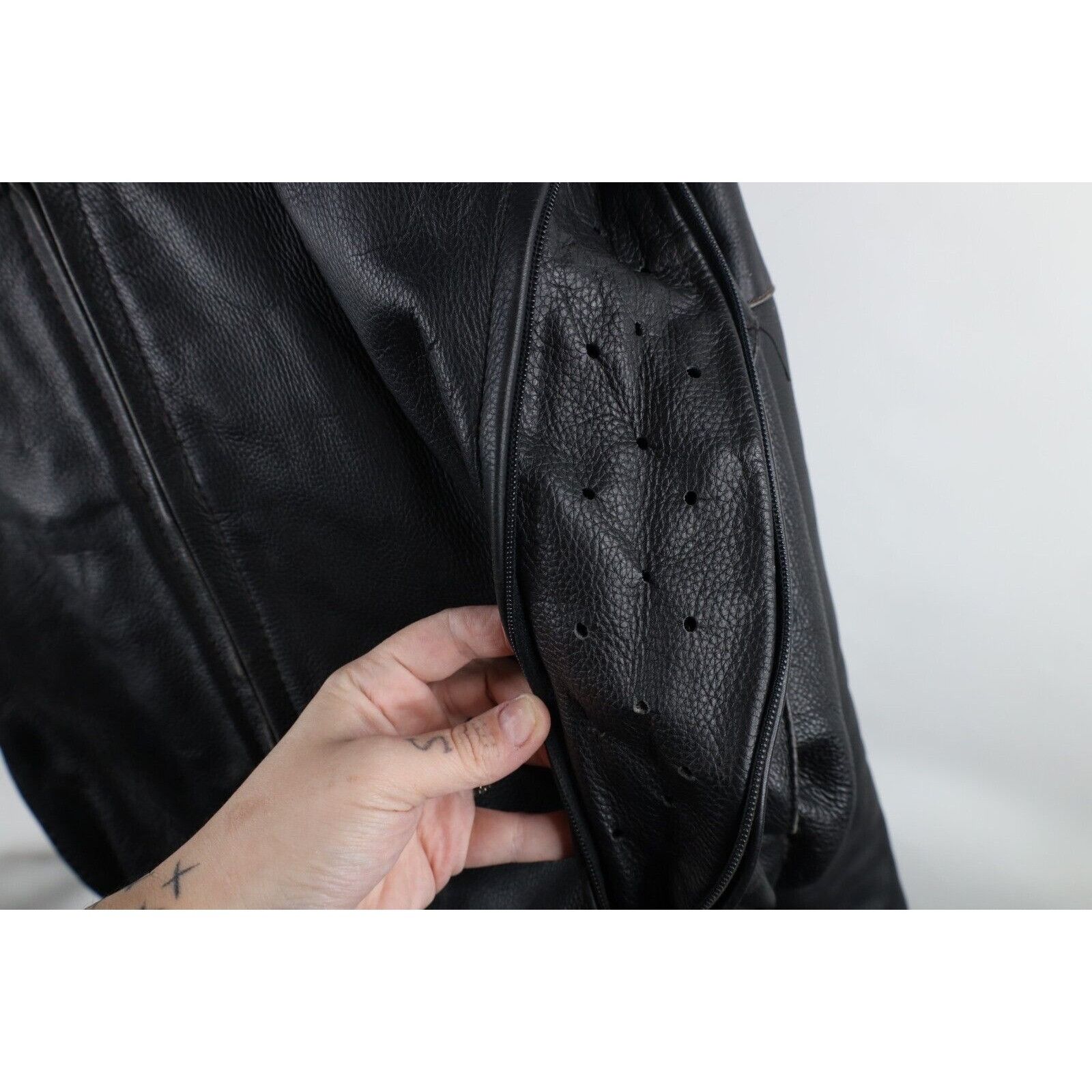 Vintage Vintage 90s Streetwear Heavyweight Leather Moto Jacket 3XL Size US XXL / EU 58 / 5 - 15 Thumbnail