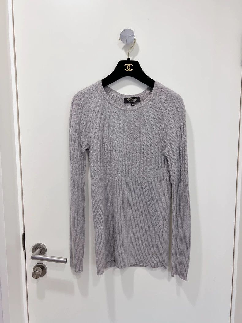 Loro Piana LORO PIANA Gray maca pattern cashmere sweater knit sweater Size M / US 6-8 / IT 42-44 - 1 Thumbnail