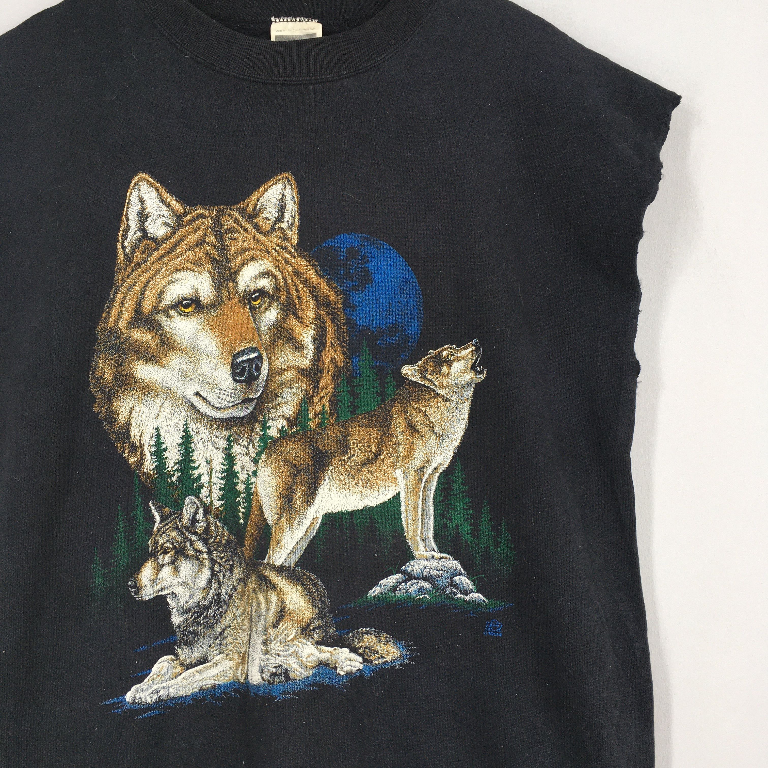 Habitat × Vintage Vintage The Wolf Hunter Wildlife Sleeveless Sweatshirt XL Size US XL / EU 56 / 4 - 2 Thumbnail