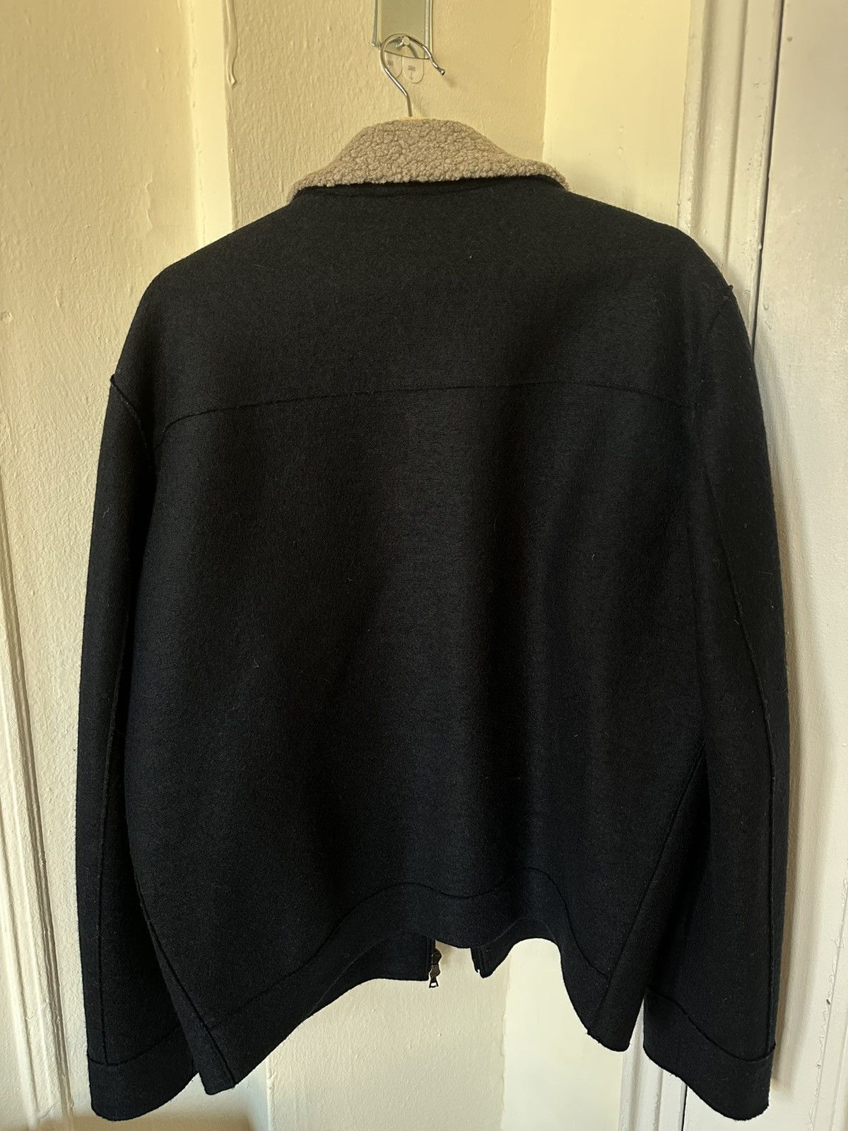Harris Wharf London Fleece-collar Felted-wool Jacket Size US M / EU 48-50 / 2 - 2 Thumbnail