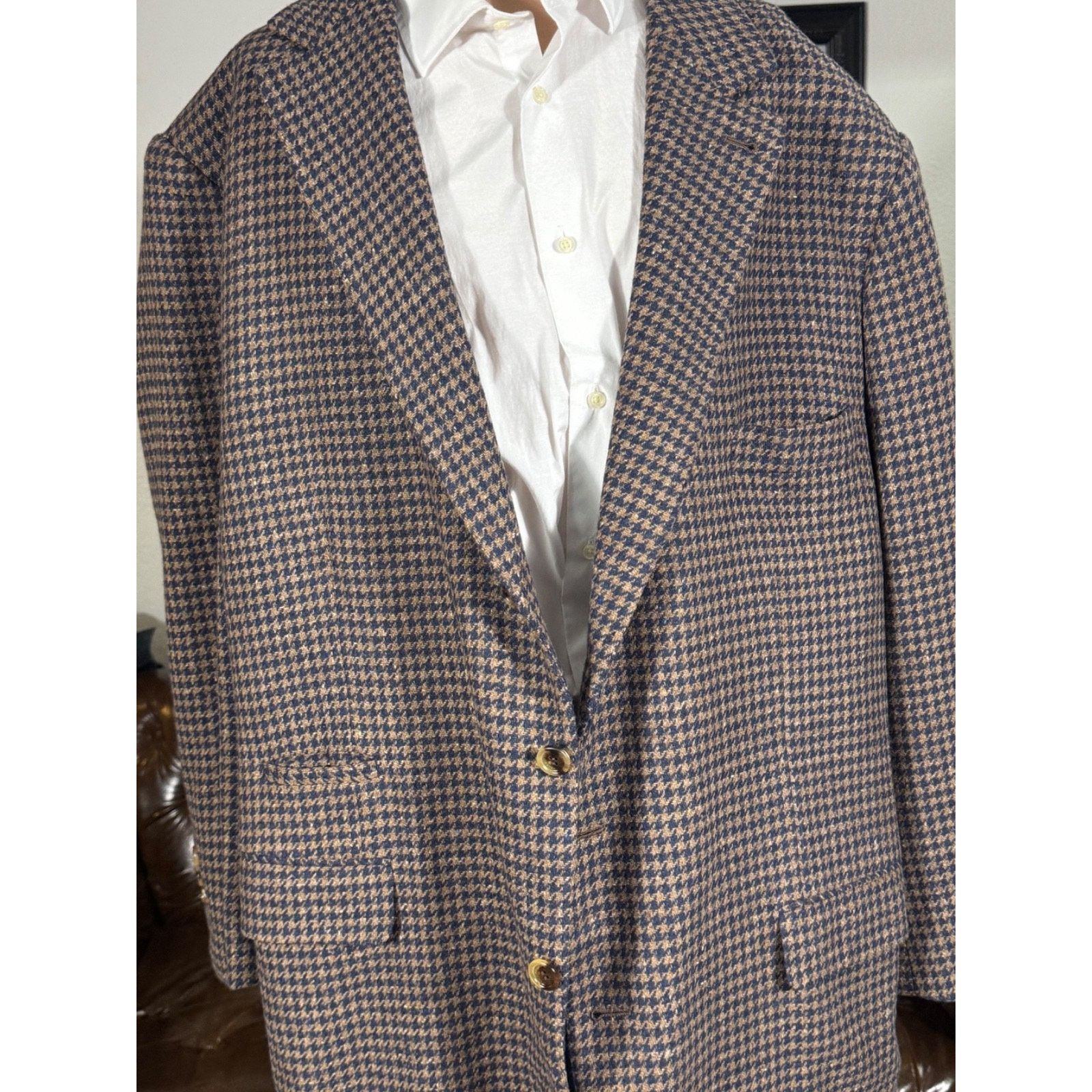 Brunello Cucinelli Brunello Cucinelli Houndstooth 64 54RUS Wool Cashmere Size 54R - 8 Thumbnail