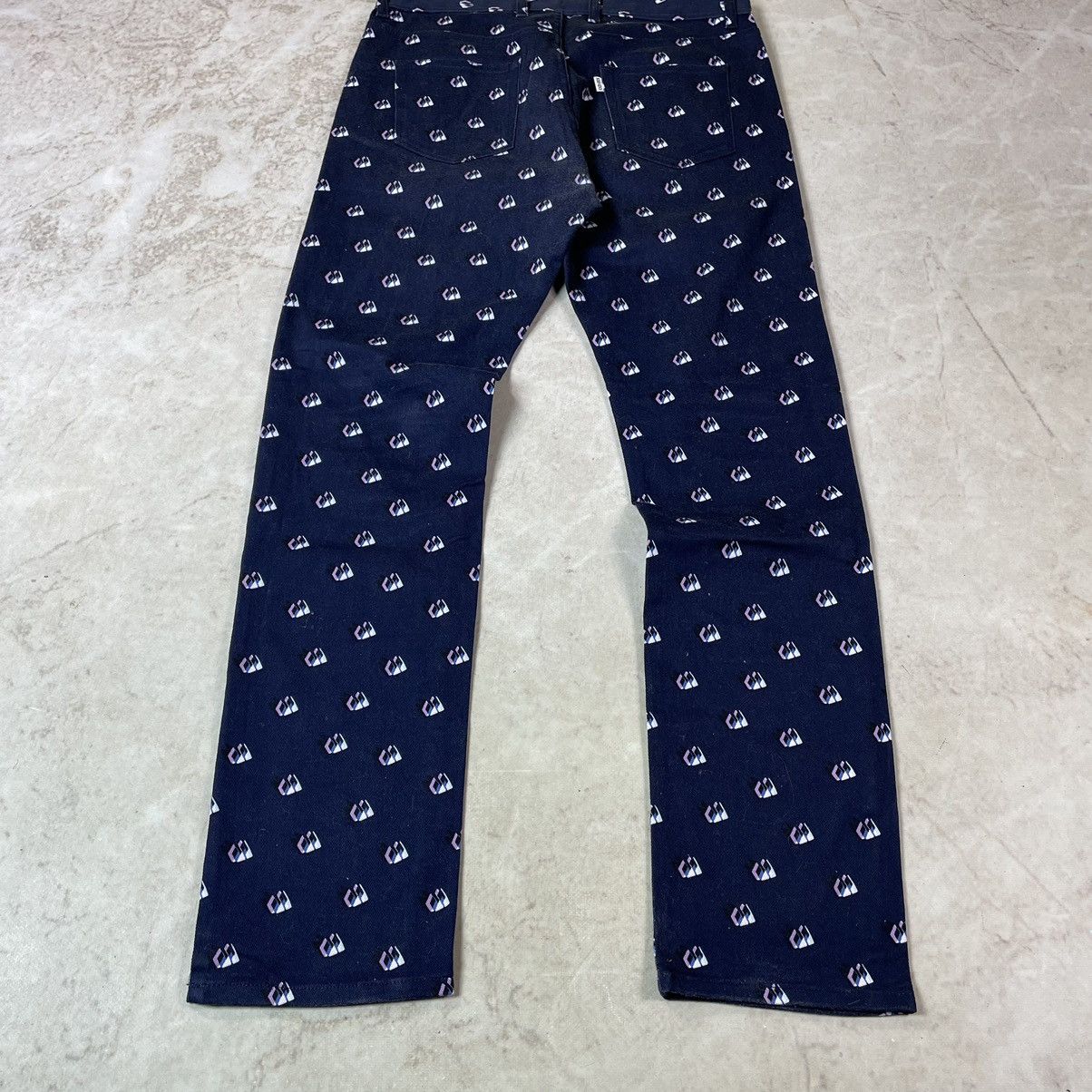 Kenzo Kenzo Paris Monogram Geometric Print Slim Fit Denim Pants Size US 33 - 13 Thumbnail