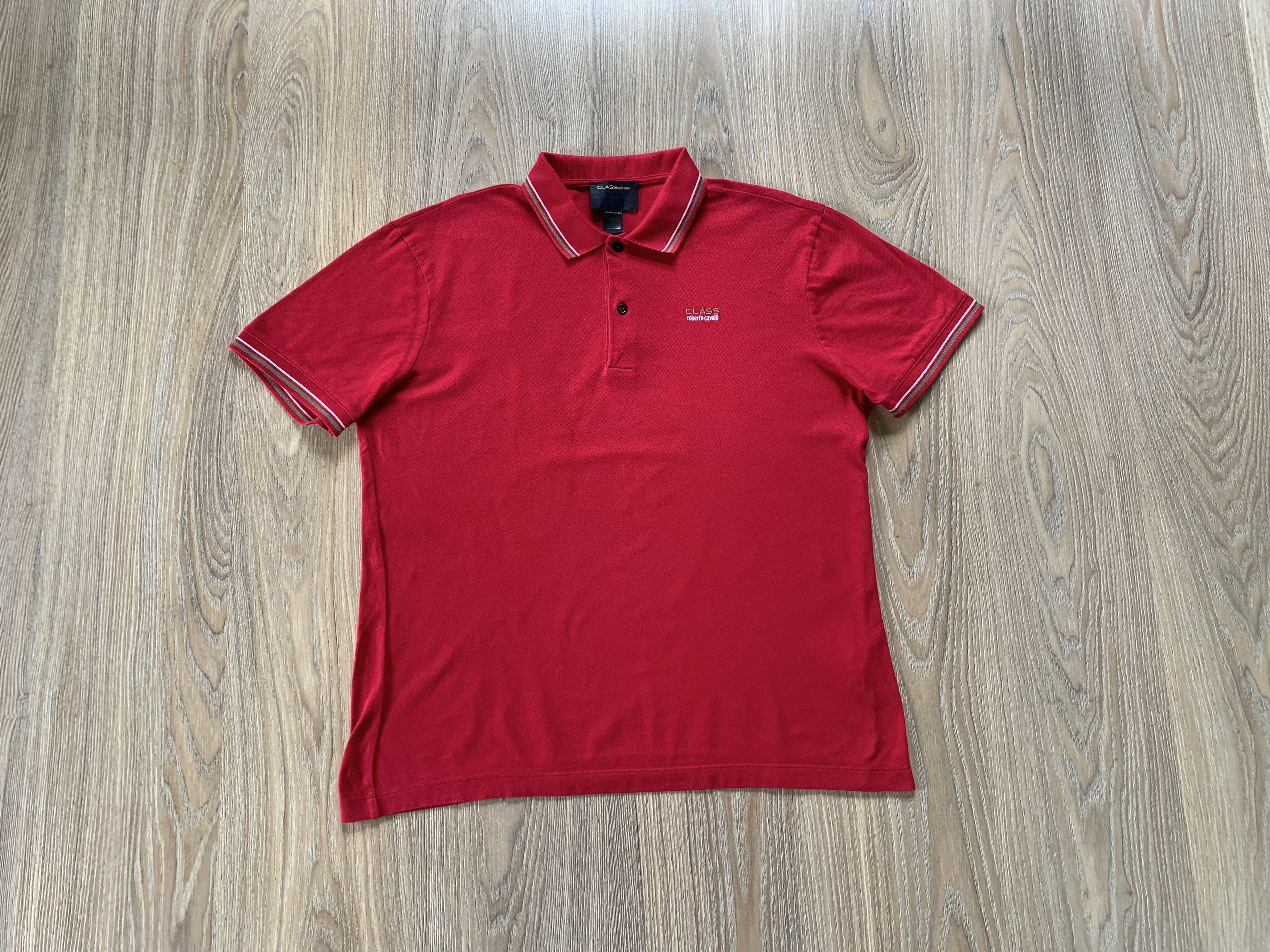 Roberto Cavalli Roberto Cavalli Class Red Cotton Polo Slim Shirt Size US XL / EU 56 / 4 - 1 Thumbnail