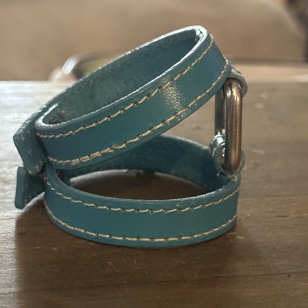 Vintage Turquoise leather double wrap bracelet Size ONE SIZE - 4 Thumbnail