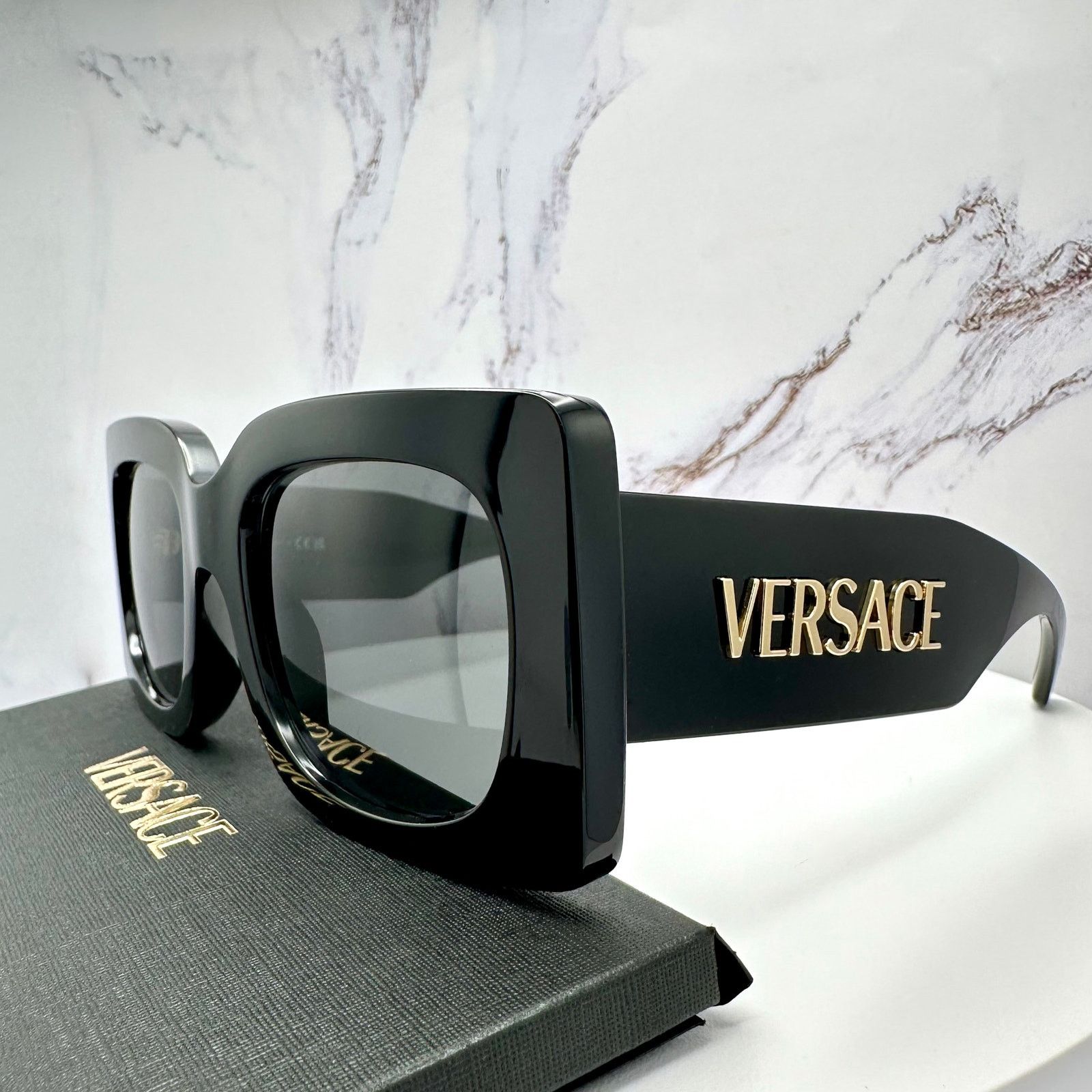 Versace New VERSACE Sunglasses Black Gold Metal Letter 3D Logo Size ONE SIZE - 13 Thumbnail