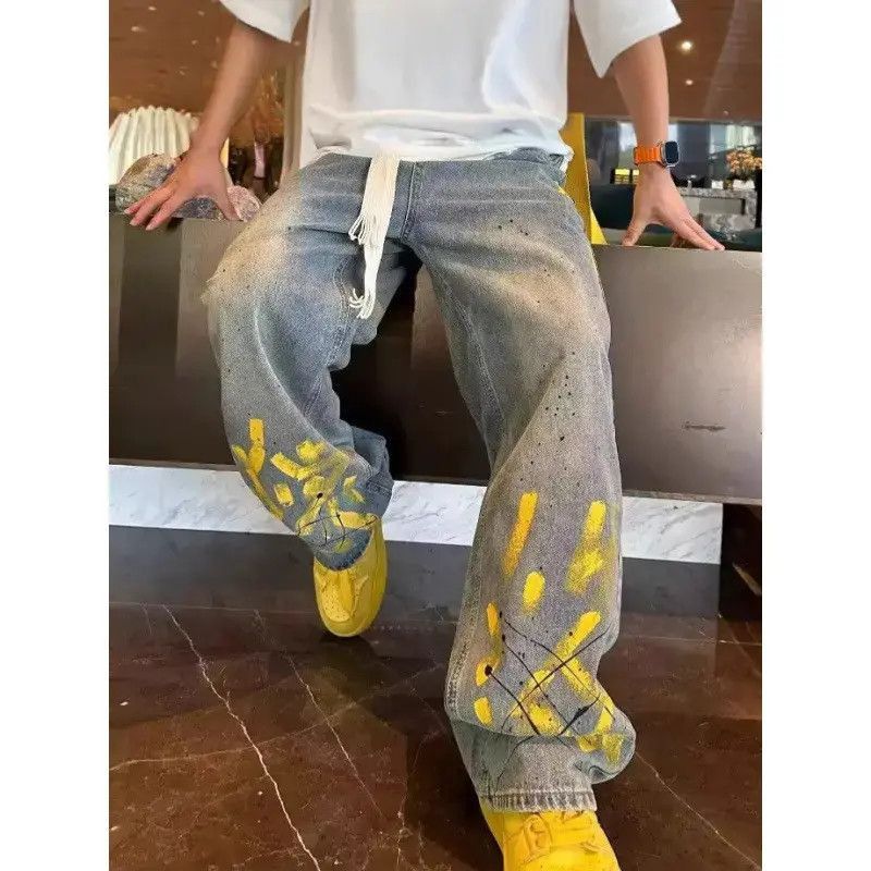 Japanese Brand Retro loose straight leg printed jeans Size US 32 / EU 48 - 5 Thumbnail