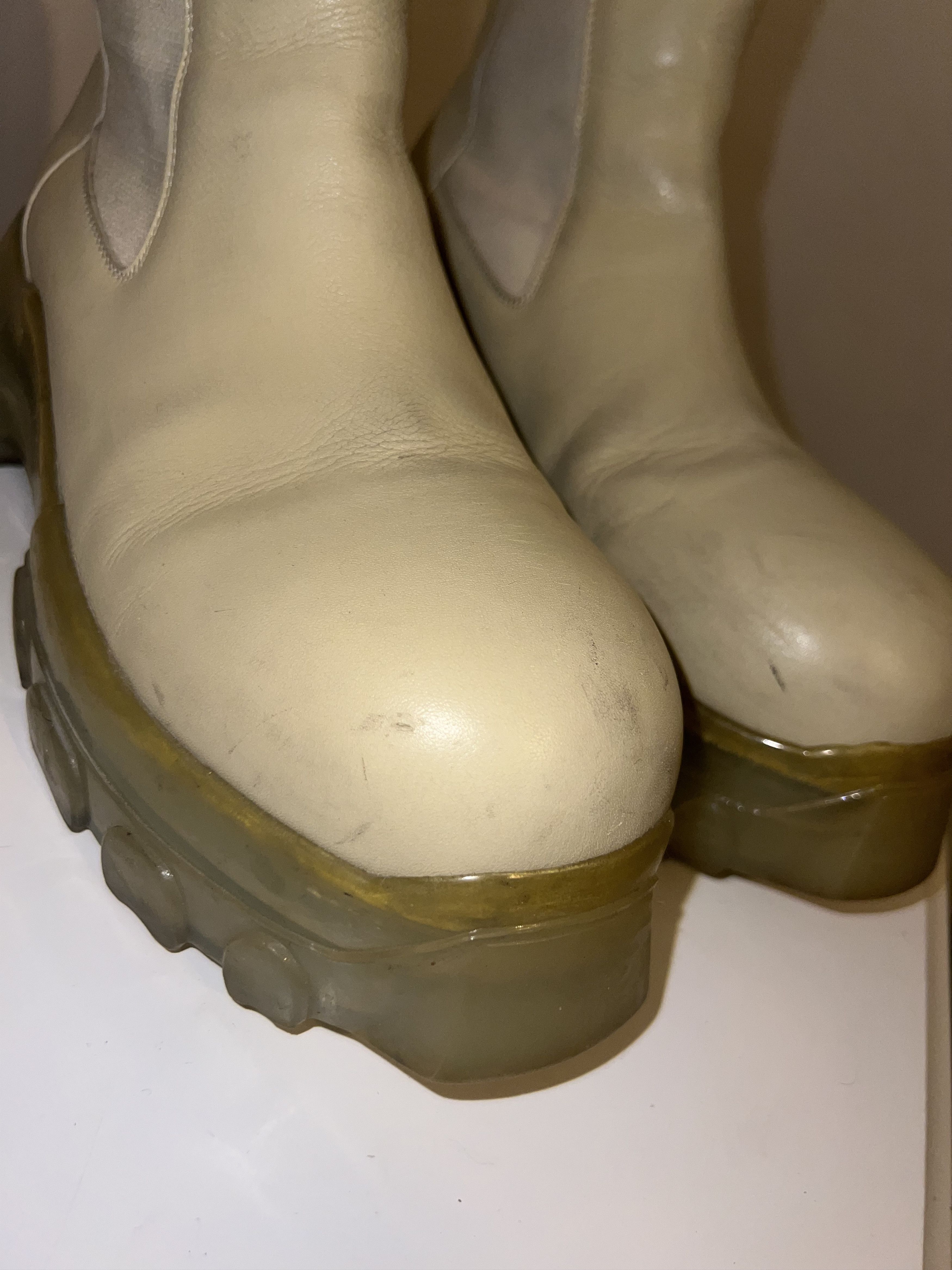 Rick Owens Rick Owens Off-White Cream Beatle Bozo Tractor Chelsea Boots Size US 9 / EU 42 - 13 Thumbnail