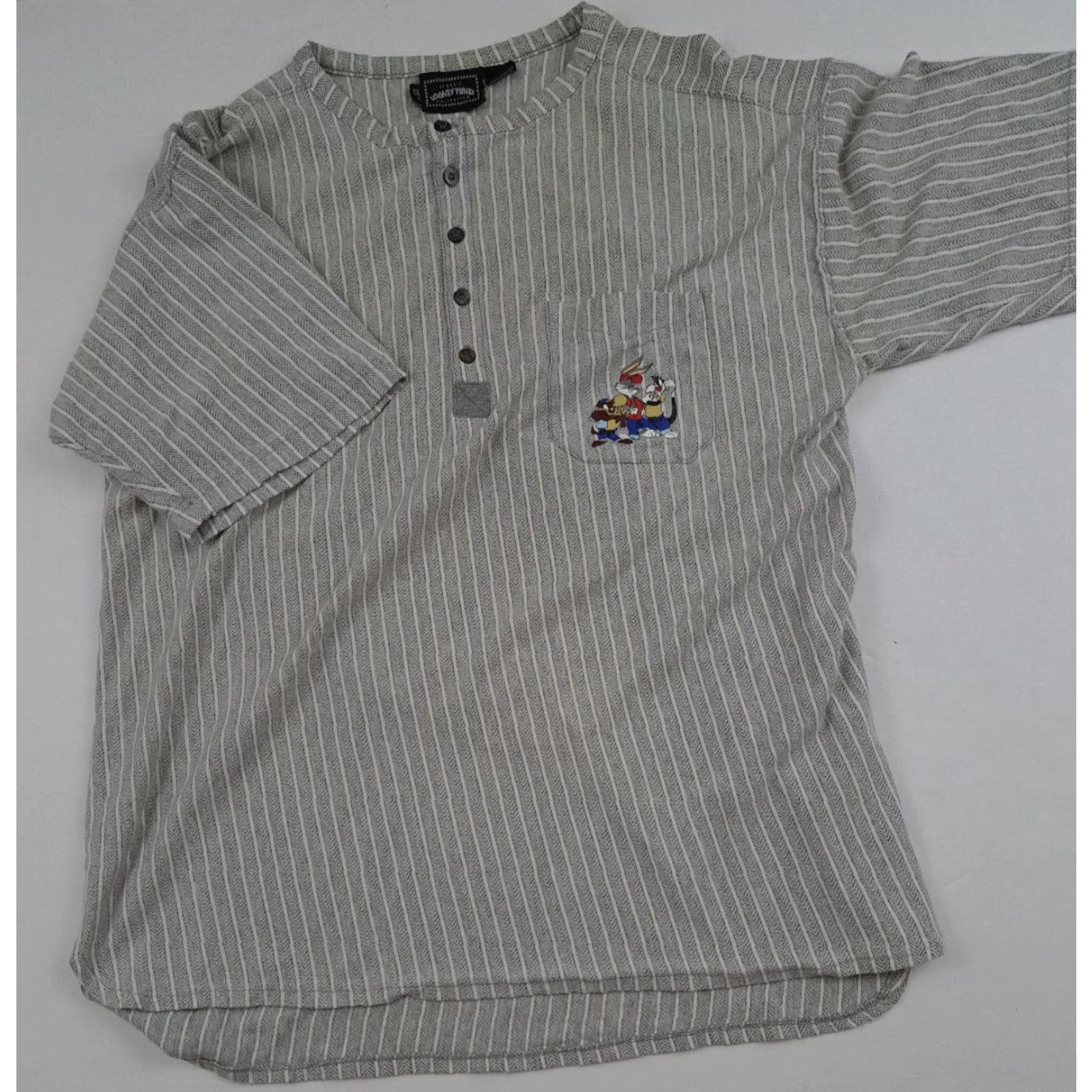 Vintage VINTAGE Looney Tunes Grey Pinstriped Baseball Jersey L Mens Taz Bugs Sly Size US L / EU 52-54 / 3 - 3 Thumbnail
