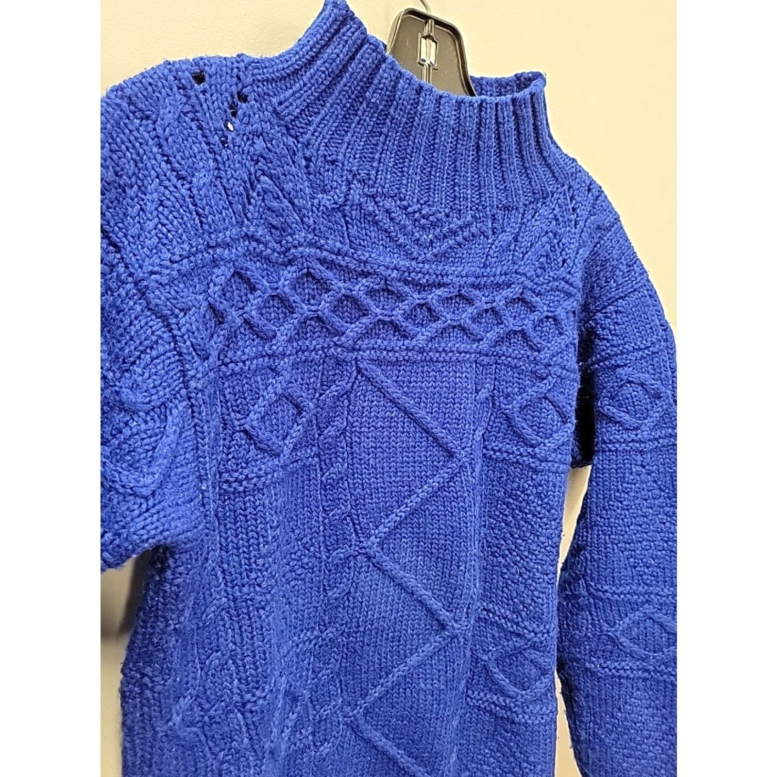 Polo Ralph Lauren VINTAGE Polo Ralph Lauren Sweater Womens Size M Blue Cable Knit Mockneck Pullover Wool Long Sleeve Raglan Knit Size M / US 6-8 / IT 42-44 - 2 Thumbnail