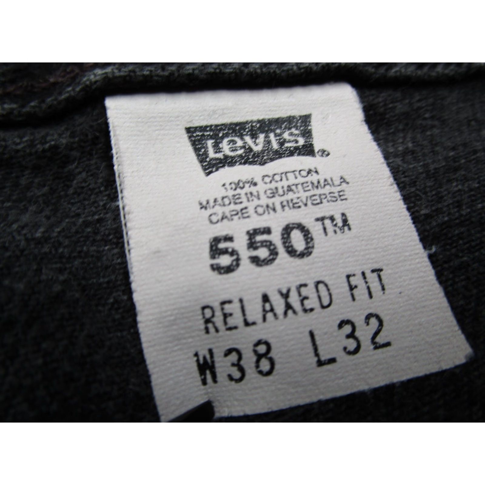 Levi's Levis 550 Jeans Mens Relaxed Fit Straight Denim Black 38x32 Regular 38 5-Pocket Belt Loops Cotton Vintage No N/A Size US 38 / EU 54 - 2 Thumbnail