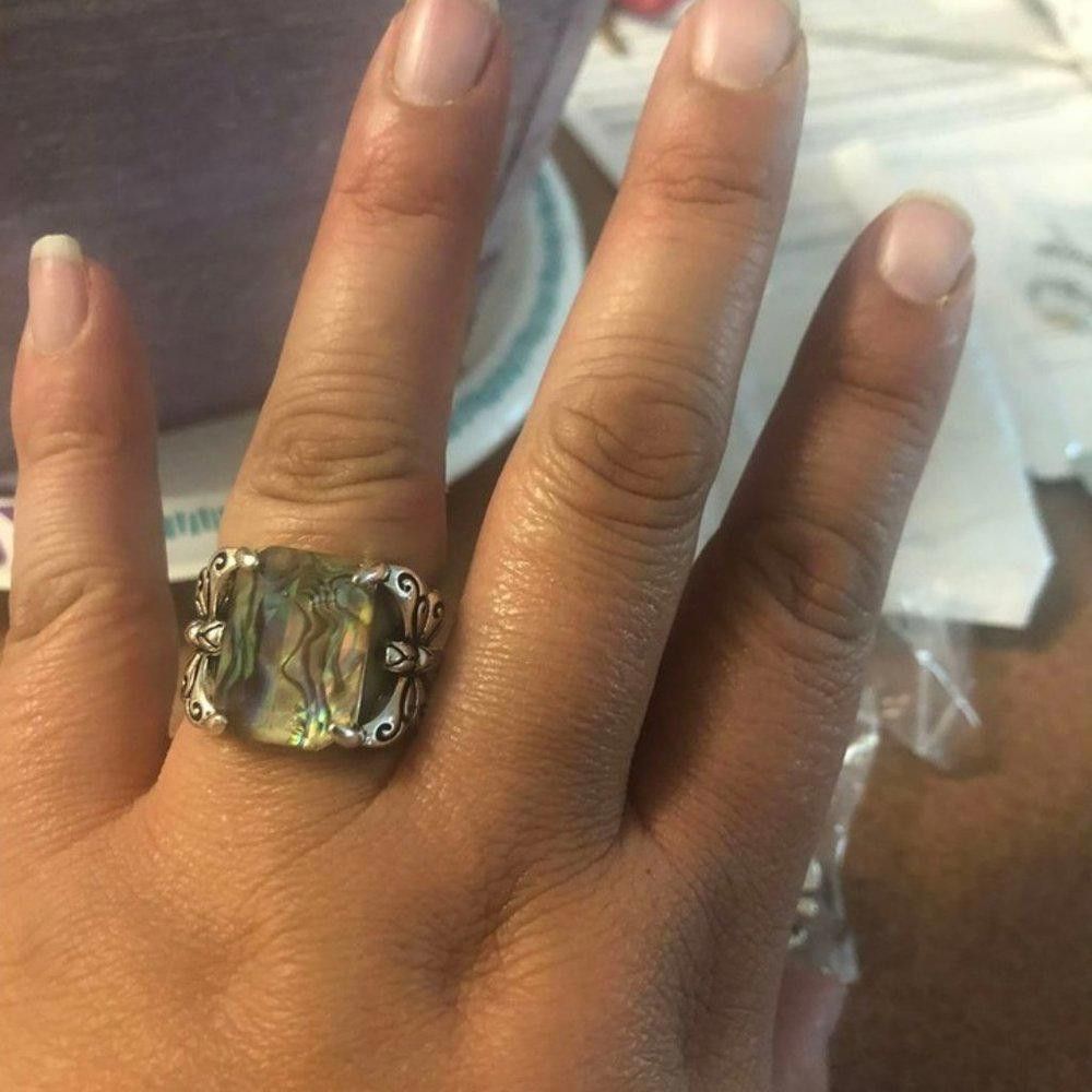 Designer Distressed Colorful Butterfly Antique Silver Ring - Size 5 Size ONE SIZE - 9 Thumbnail