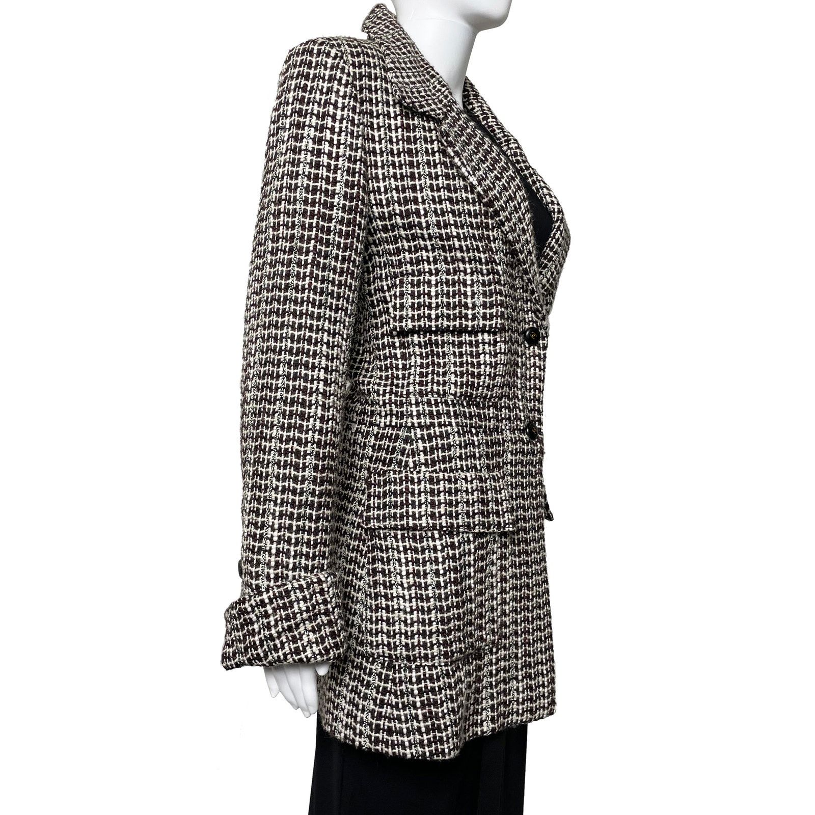 Chanel Brown Tweed Jacket Size S / US 4 / IT 40 - 5 Thumbnail