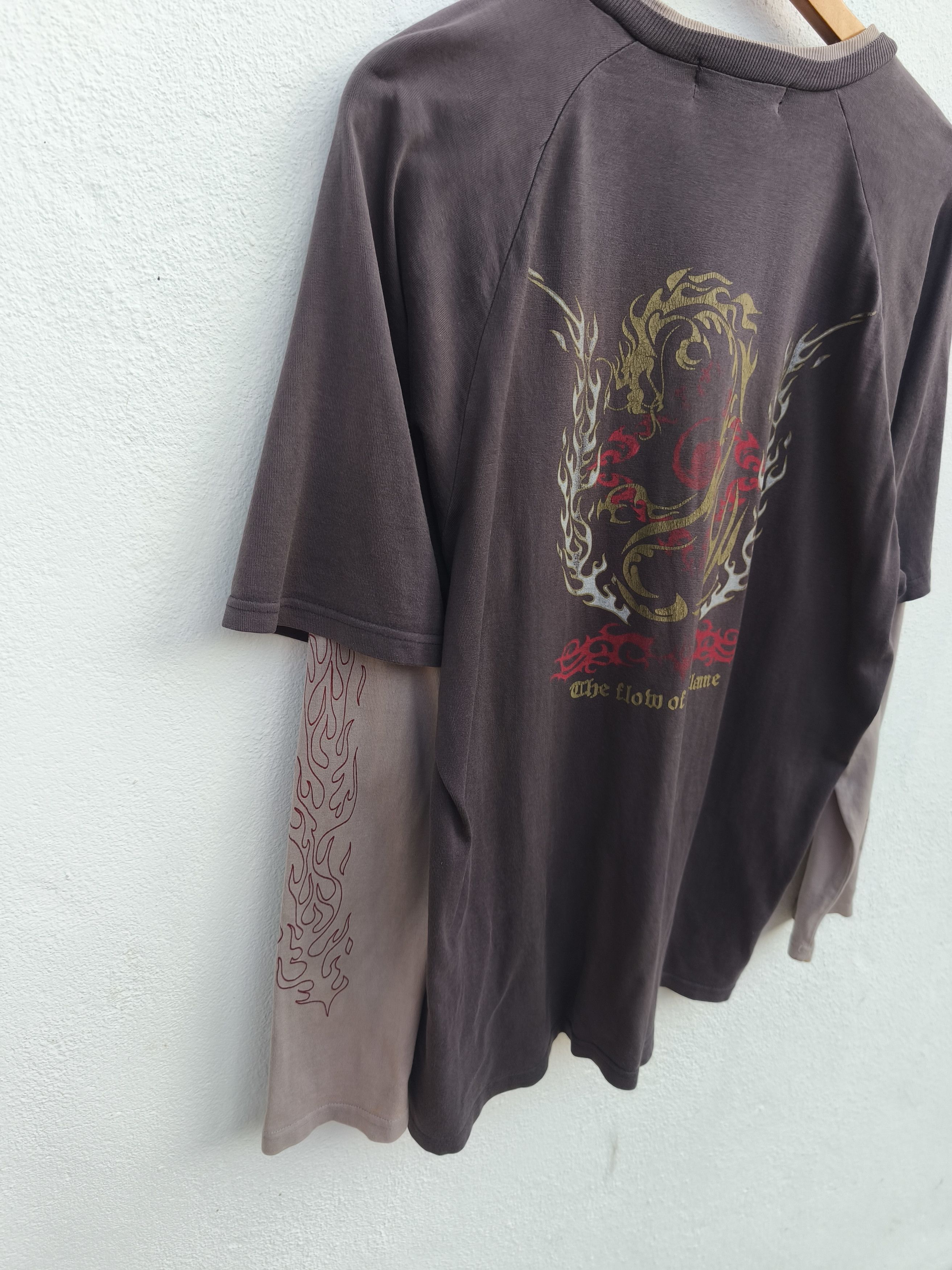 Vintage Trashed Vintage y2k Flame shirt double sleeve Size US L / EU 52-54 / 3 - 7 Thumbnail
