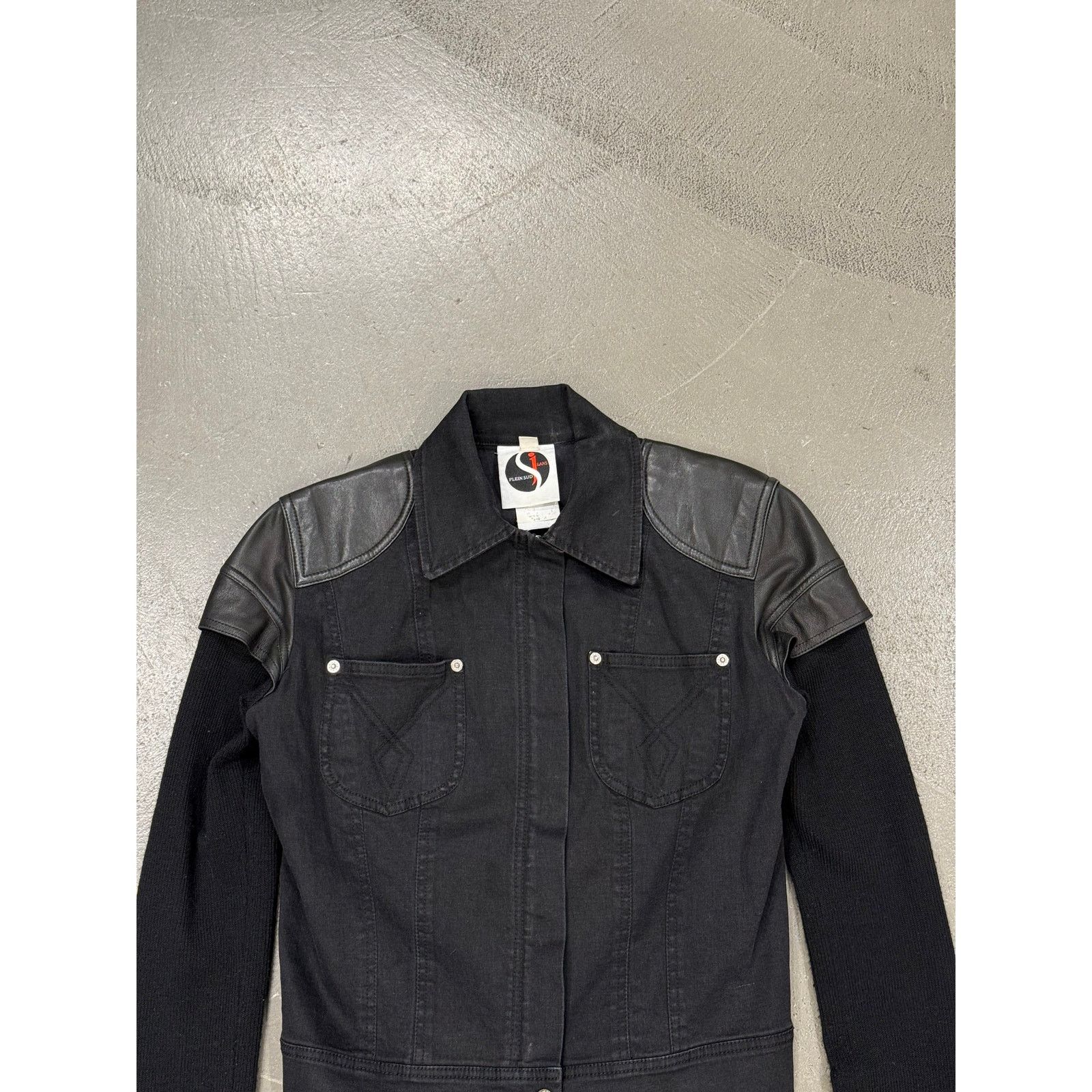 plein sud 2000s Plein Sud hybrid biker jacket with leather shoulders Size US L / EU 52-54 / 3 - 4 Thumbnail
