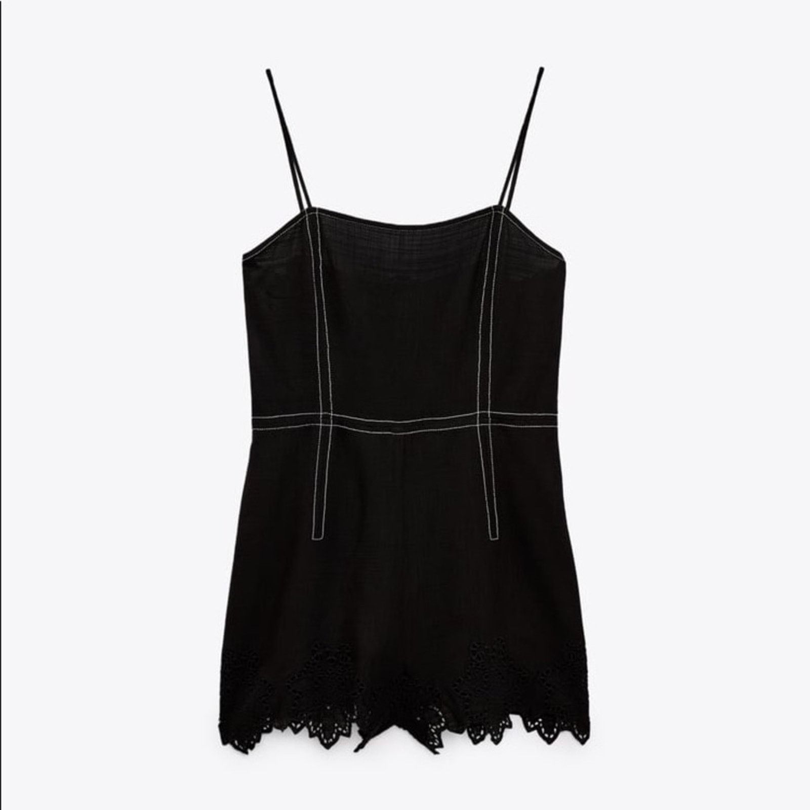 Zara ZARA SHORT JUMPSUIT WITH TOPSTITCHING BLACK Size 26" / US 2 / IT 38 - 5 Thumbnail