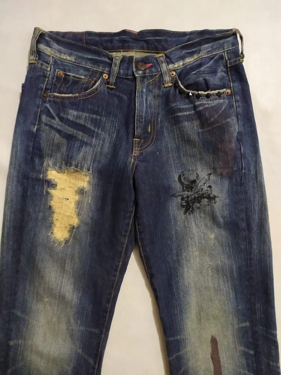 Edwin Edwin Skull Studded Distressed Denim Size US 30 / EU 46 - 4 Thumbnail