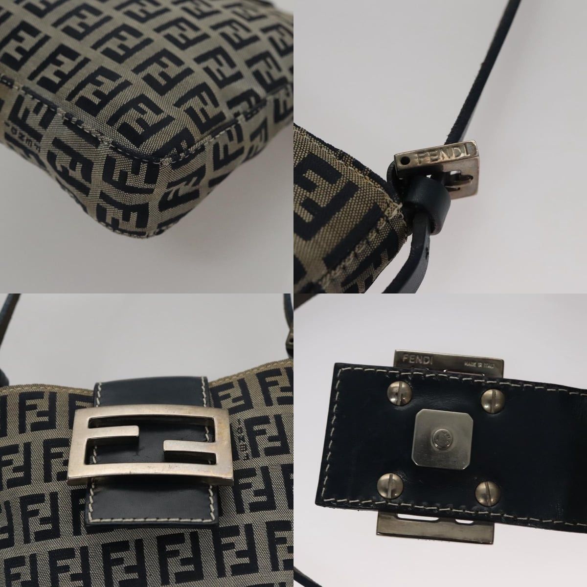 Fendi FENDI Zucchino Canvas Hand Bag Navy Silver Size ONE SIZE - 11 Thumbnail
