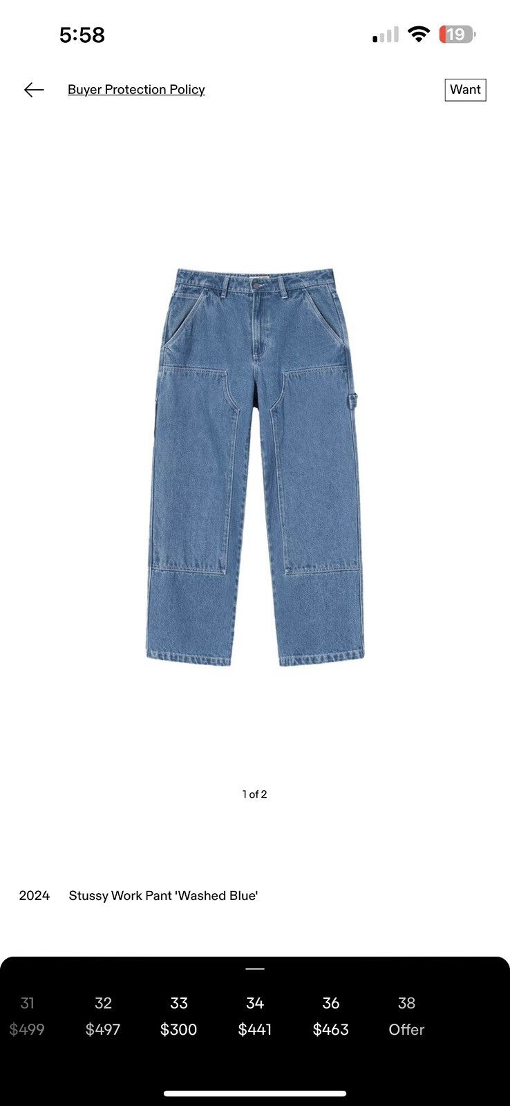 Stussy Stussy Work Pant “Washed Blue” Size US 34 / EU 50 - 5 Thumbnail