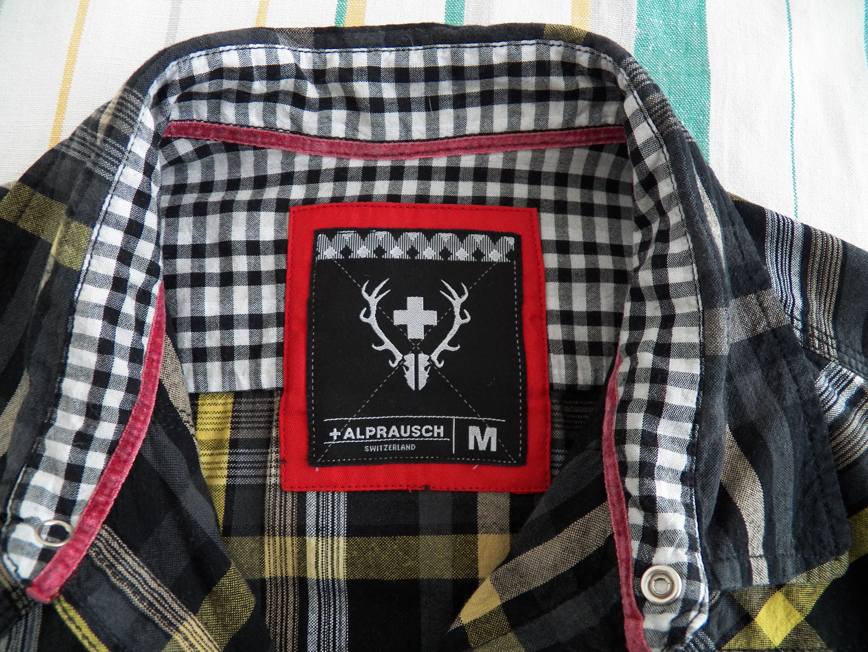 Alprausch Mens Shirt black yellow plaid flannel snap