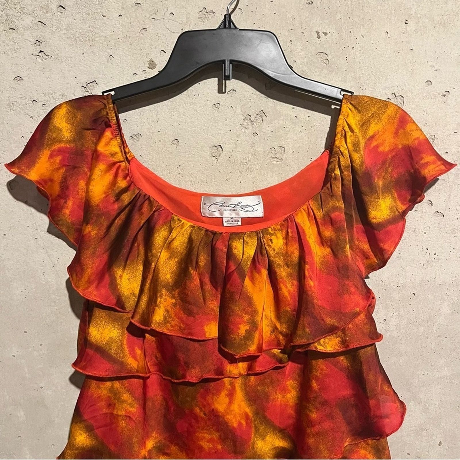 Other Colleen Lopez Top Size M Orange Tiered Layered Short Sleeve Size M / US 6-8 / IT 42-44 - 2 Thumbnail
