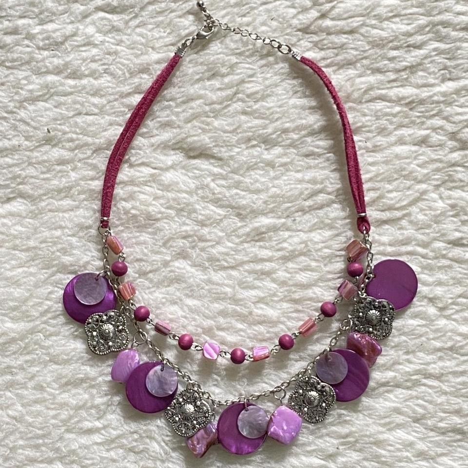 Other Purple Layered Necklace with Silver & Natural Charms Size ONE SIZE - 8 Thumbnail