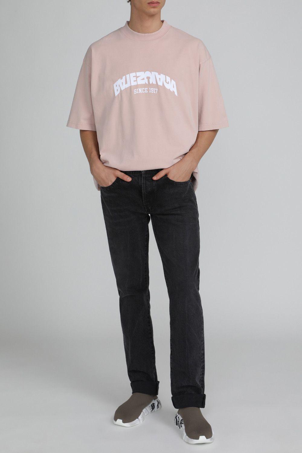 Balenciaga Pink Embroidered Back Flip Logo Oversized T-Shirt Size US M / EU 48-50 / 2 - 2 Thumbnail