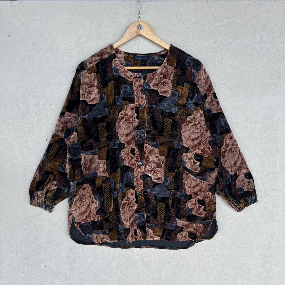 Other Vintage 90s Abstract Print Button Shirt Brown Black Colour Size L / US 10 / IT 46 - 1 Thumbnail