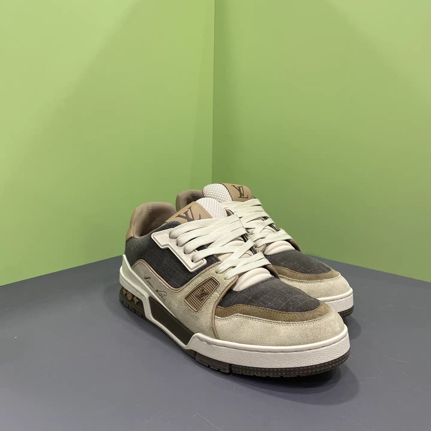 Louis Vuitton LOUIS VUITTON LV Trainer Patchwork Milk Tea Brown K15 Size US 9 / EU 42 - 3 Thumbnail