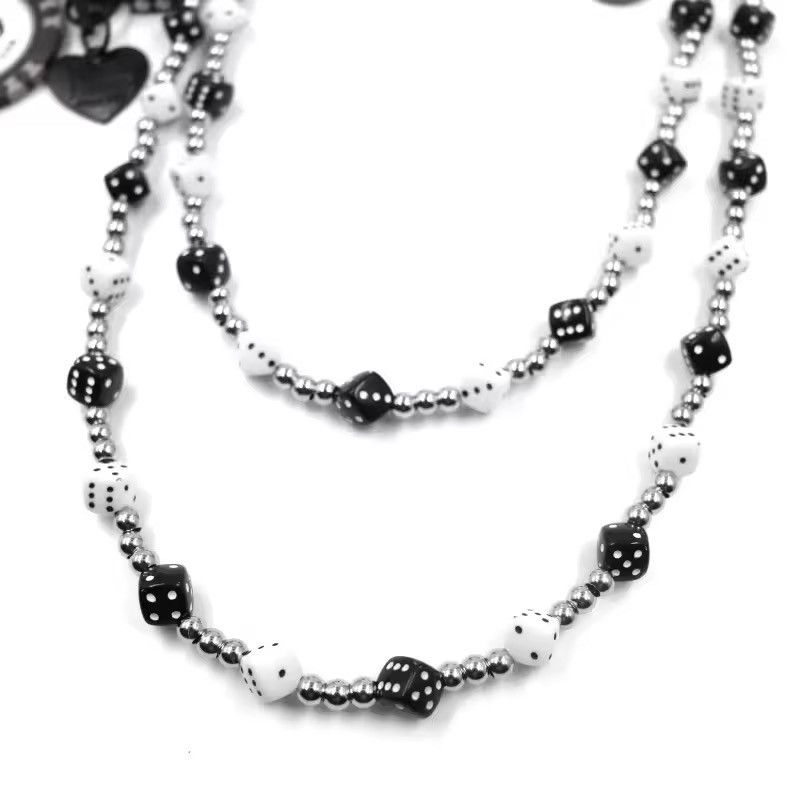 Other Retro Bilayer Black White lucky Dice Pearl Waist Pants Chain Size ONE SIZE - 5 Thumbnail