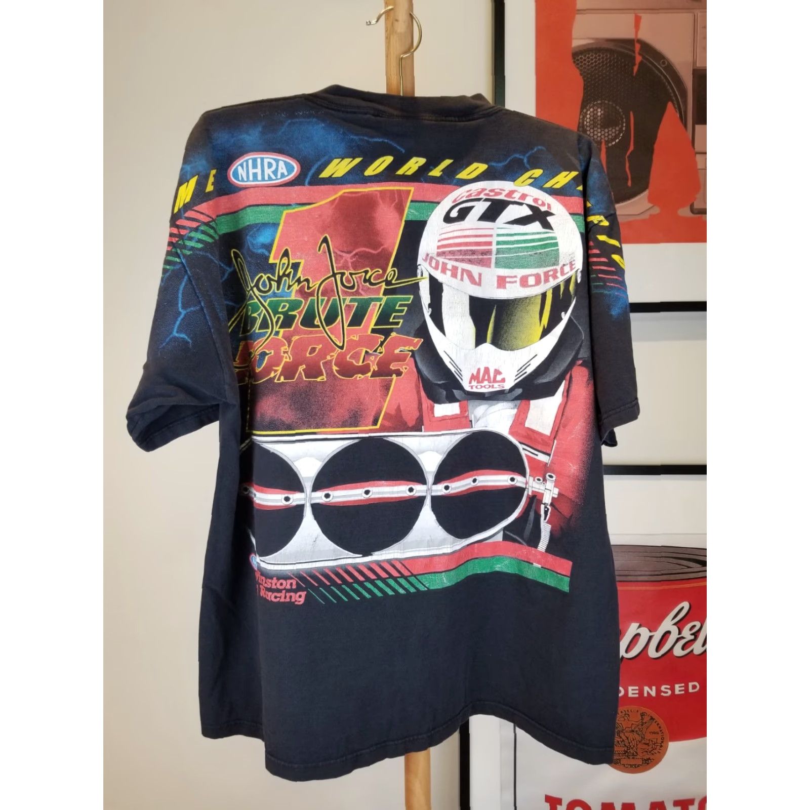 Logo Athletic VINTAGE John Force NHRA GTX Winston Drag Racing Black T-Shirt XL Clothing Model: adidas Trefoil? (Note: This line is incorrect per rules; see final.) Size US XL / EU 56 / 4 - 7 Thumbnail