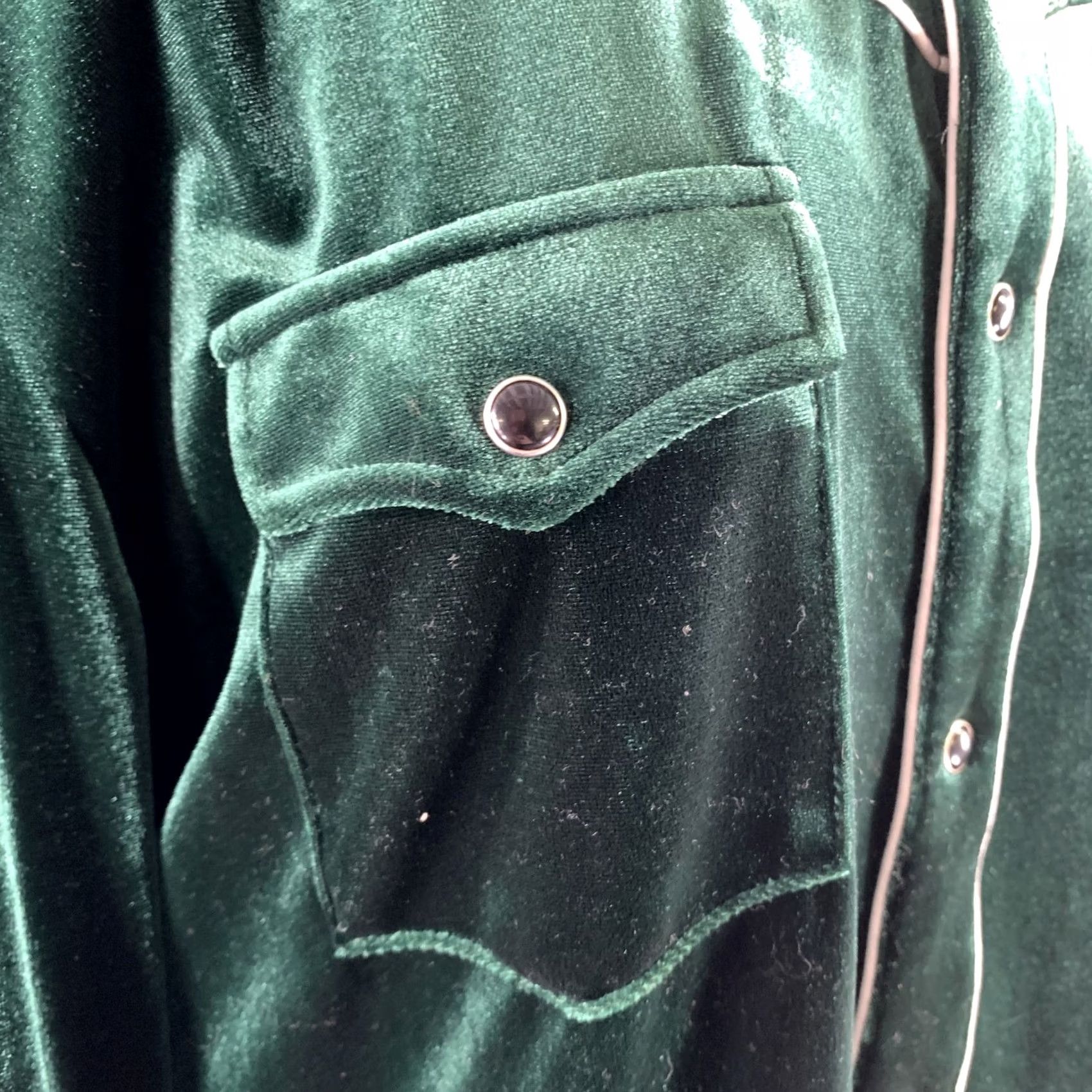 Velvet PHIX XL Green Emerald Velvet Western Shirt Womens Snaps Button-Up Polyester" Size XL / US 12-14 / IT 48-50 - 5 Thumbnail