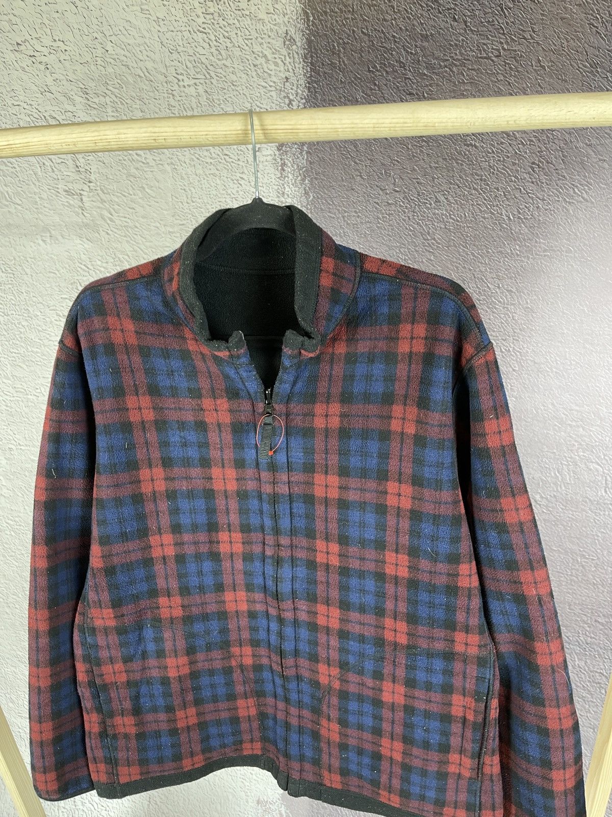 Japanese Brand UNIQLO reversible checkered/black fleece full zip sweater Size US XL / EU 56 / 4 - 7 Thumbnail