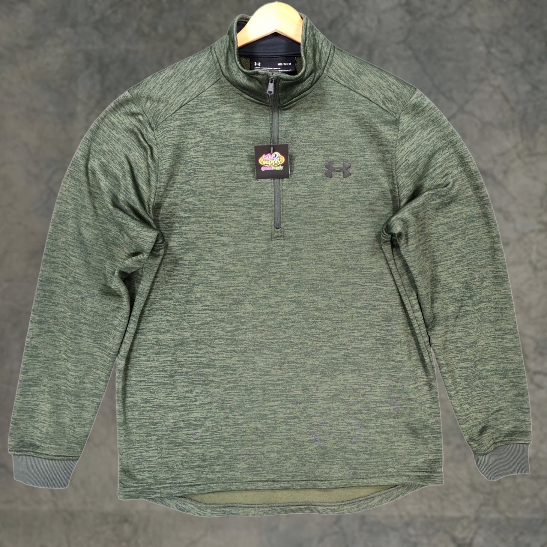 Under Armour Under Armour ColdGear Quarter Zip Pullover Mens Medium Green Fleece Size US M / EU 48-50 / 2 - 1 Thumbnail