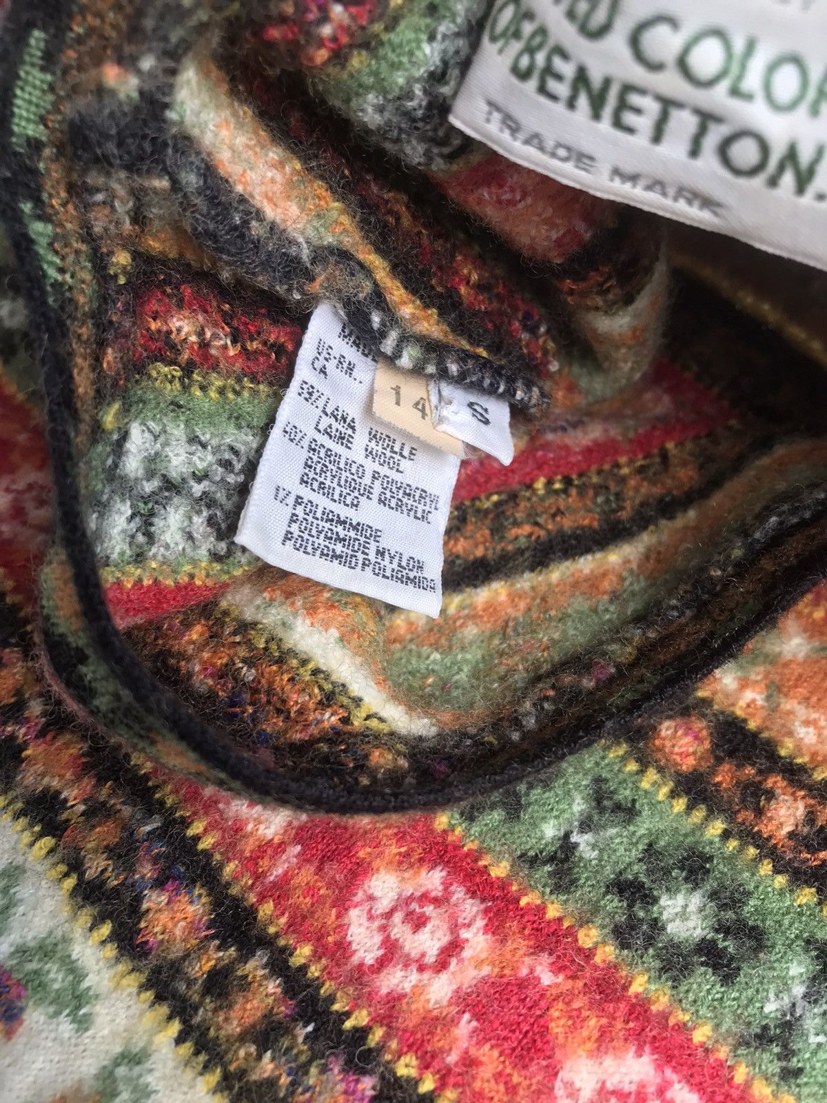 Vintage United Color Of Benetton With Cut Flower Pattern