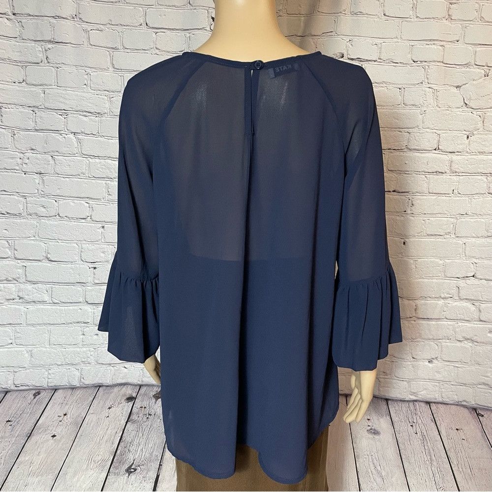 Other Kate Blue Chiffon Bell Sleeve Made in Italy Blouse Size S Size S / US 4 / IT 40 - 5 Thumbnail