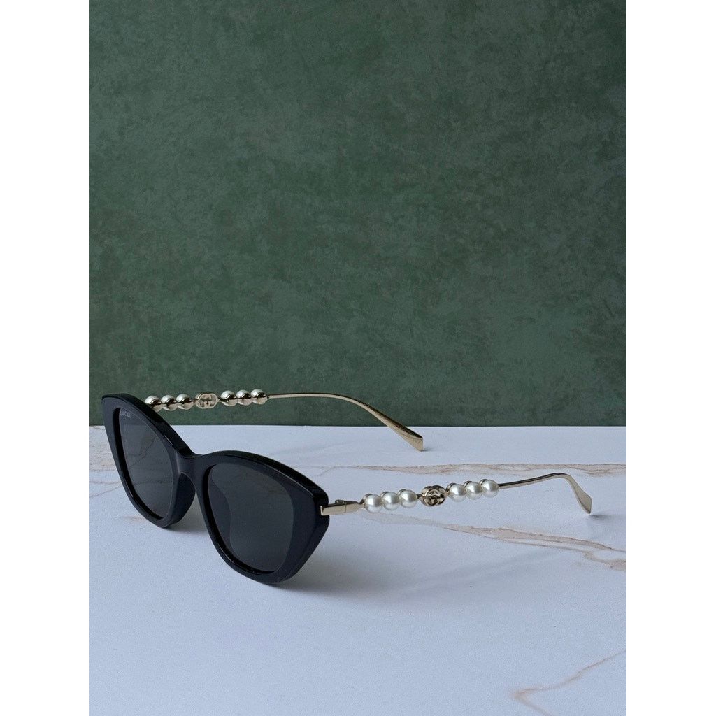 Gucci NEW Gucci GG1968S Black CryPearltal Cat Eye Sunglasses $665 Size ONE SIZE - 5 Thumbnail