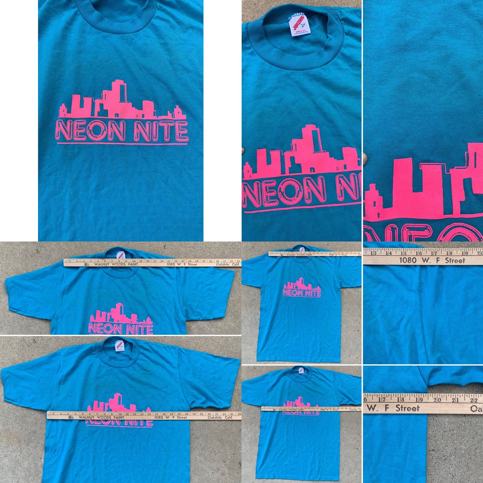 Jerzees VINTAGE Jerzees T Shirt Mens L Blue Graphic Tee 1980s Neon Nite Made in USA Size US L / EU 52-54 / 3 - 8 Thumbnail