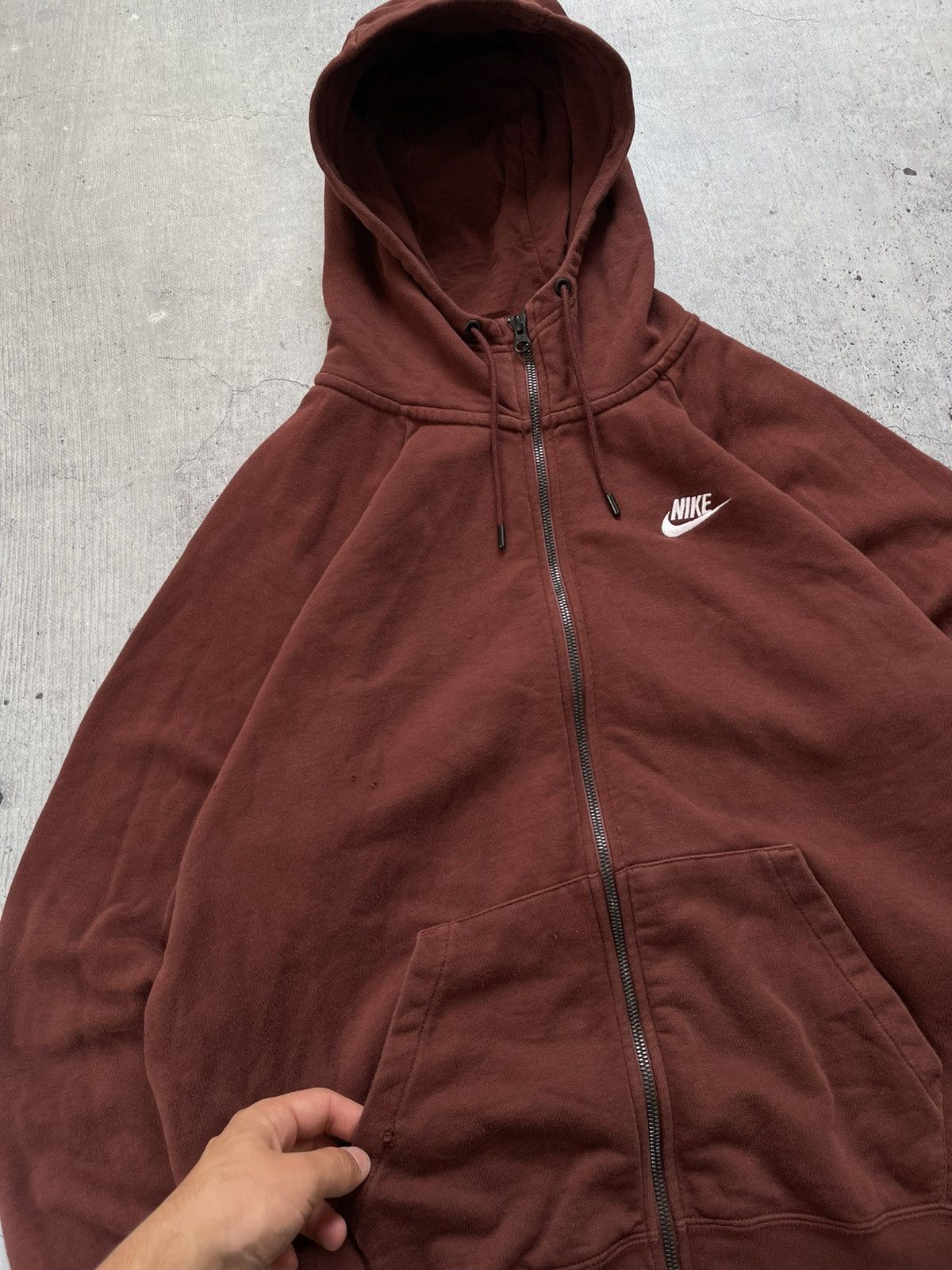 Nike × Vintage Y2K Nike Swoosh Logo Brown Zip Up Distressed Rare Hoodie M Size US M / EU 48-50 / 2 - 6 Thumbnail