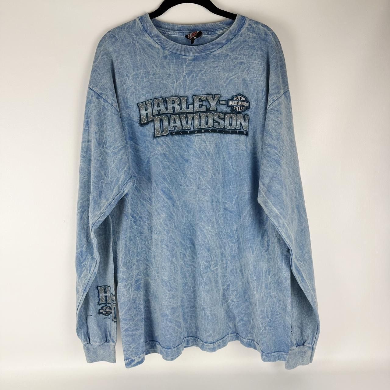 Harley Davidson Vintage 2004 Harley-Davidson Kuwait Acid Wash Long Sleeve Size US XL / EU 56 / 4 - 1 Thumbnail
