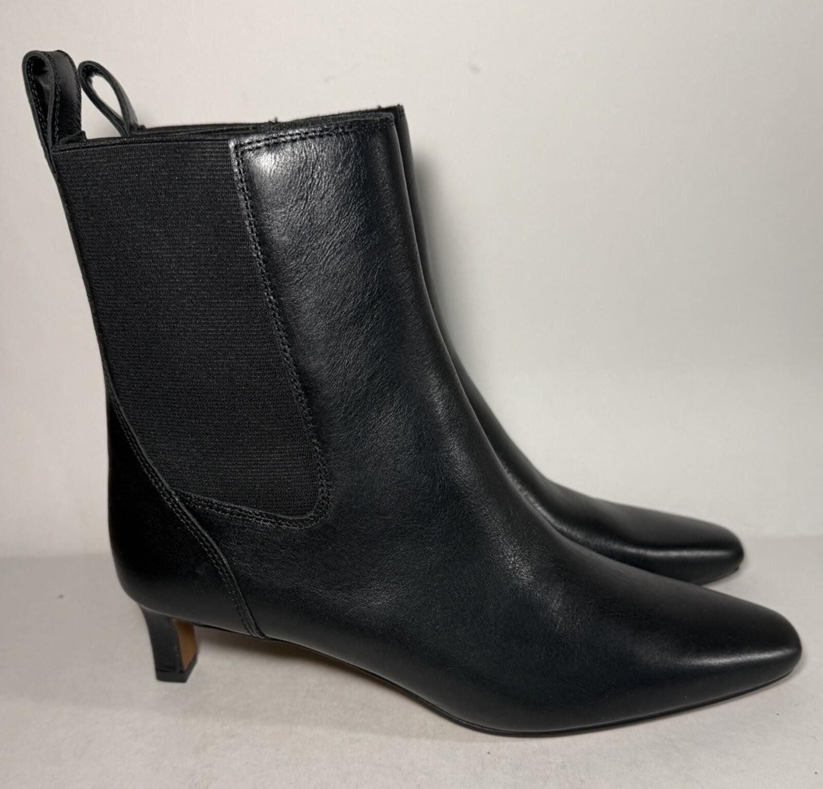 Madewell MADEWELL Dimes Chelsea Leather Boot Kitten Heel NX443 Black Size US 8.5 / IT 38.5 - 1 Thumbnail