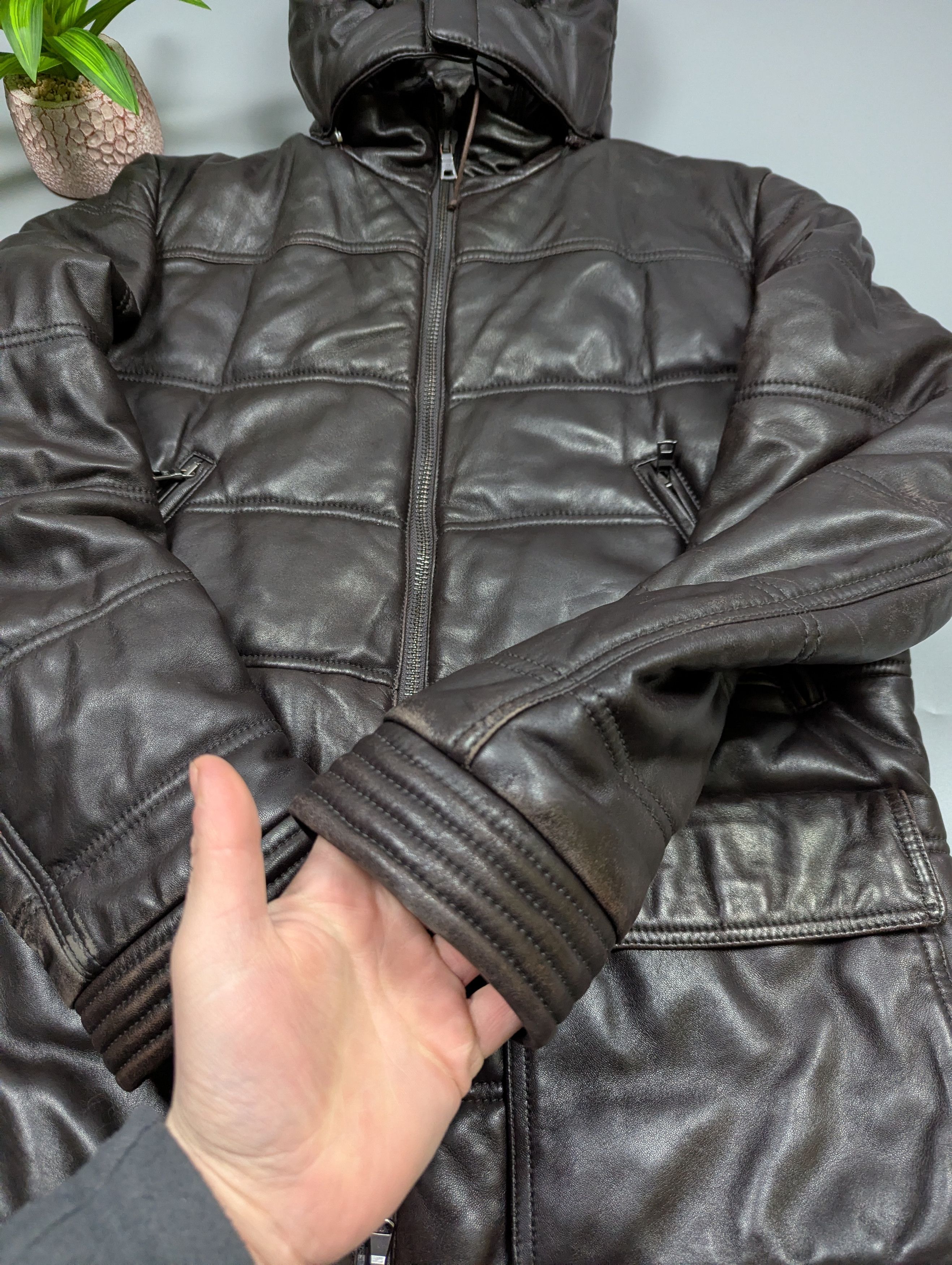 Hackett Hackett London Vintage Lambskin Leather Puffer Jacket Size M Size US M / EU 48-50 / 2 - 6 Thumbnail