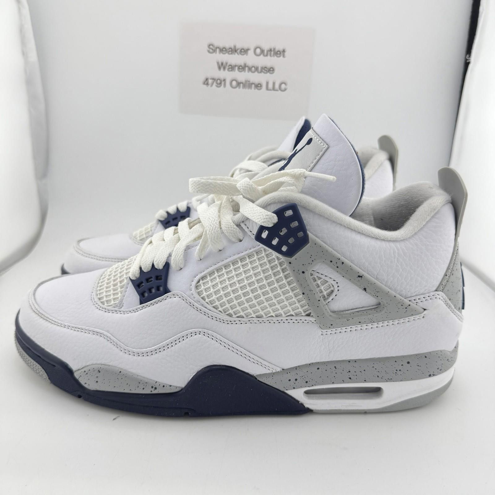 Nike Air Jordan 4 Retro White Midnight Navy 11.5 Size US 11.5 / EU 44-45 - 2 Thumbnail
