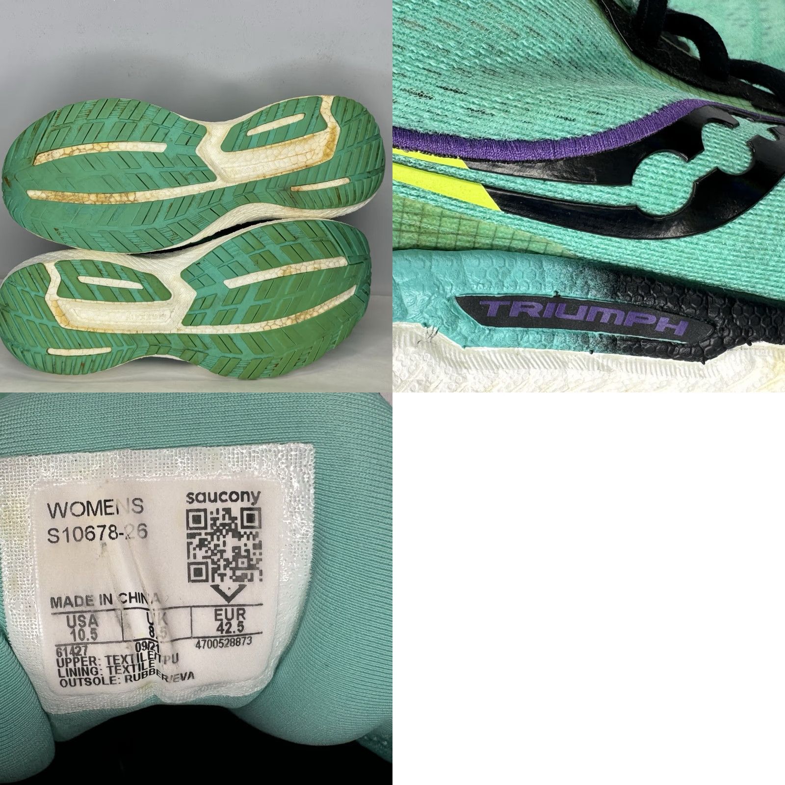 Saucony Saucony Triumph 19 Womens Running Walking Athletic Sneakers Size 10.5 Teal Blue Green with Black Trim Sneaker Shoes Size US 9 / IT 39 - 8 Thumbnail
